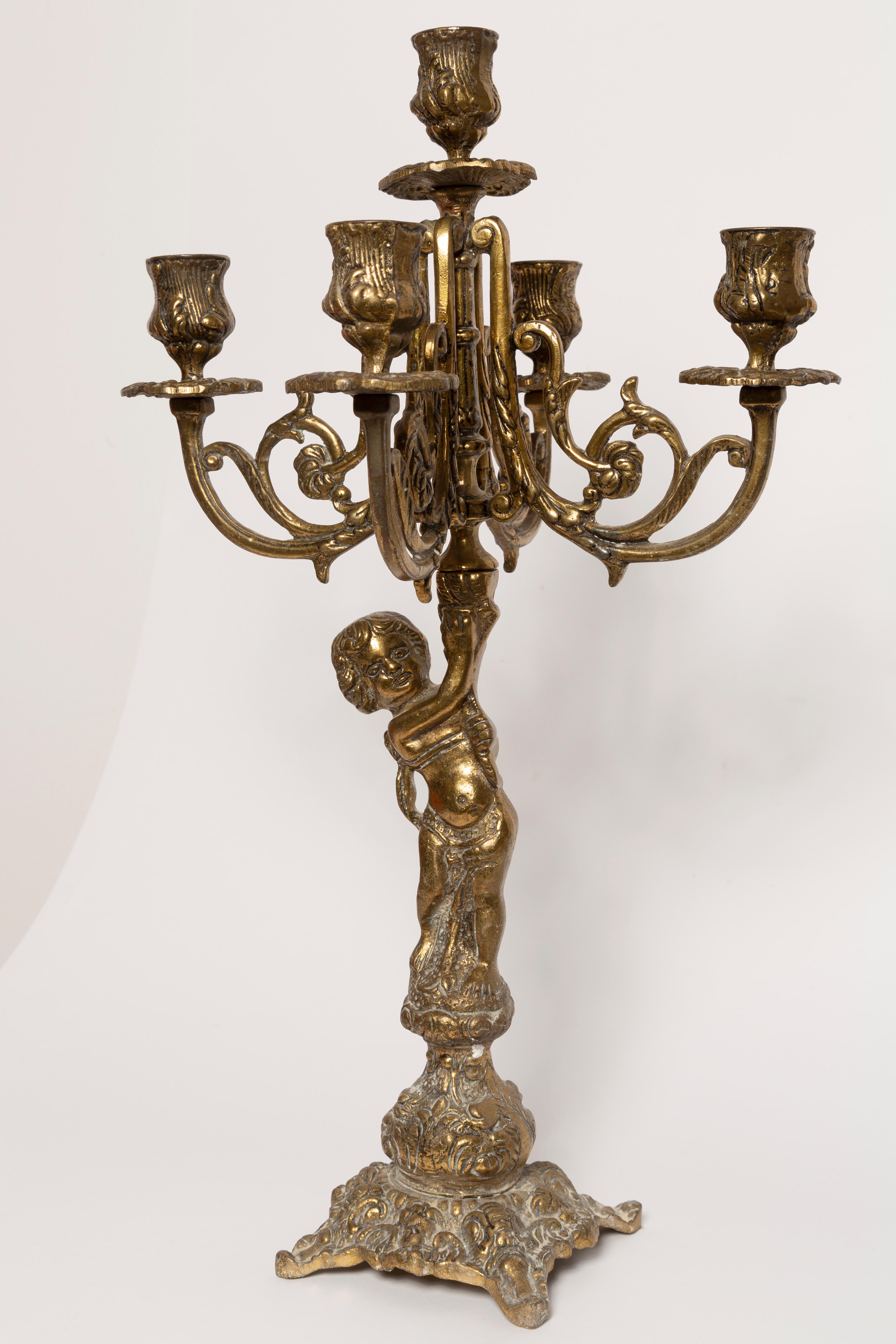 italien Chandeliers décoratifs du 20e siècle en métal doré et laiton avec ange, Italie, années 1960 en vente