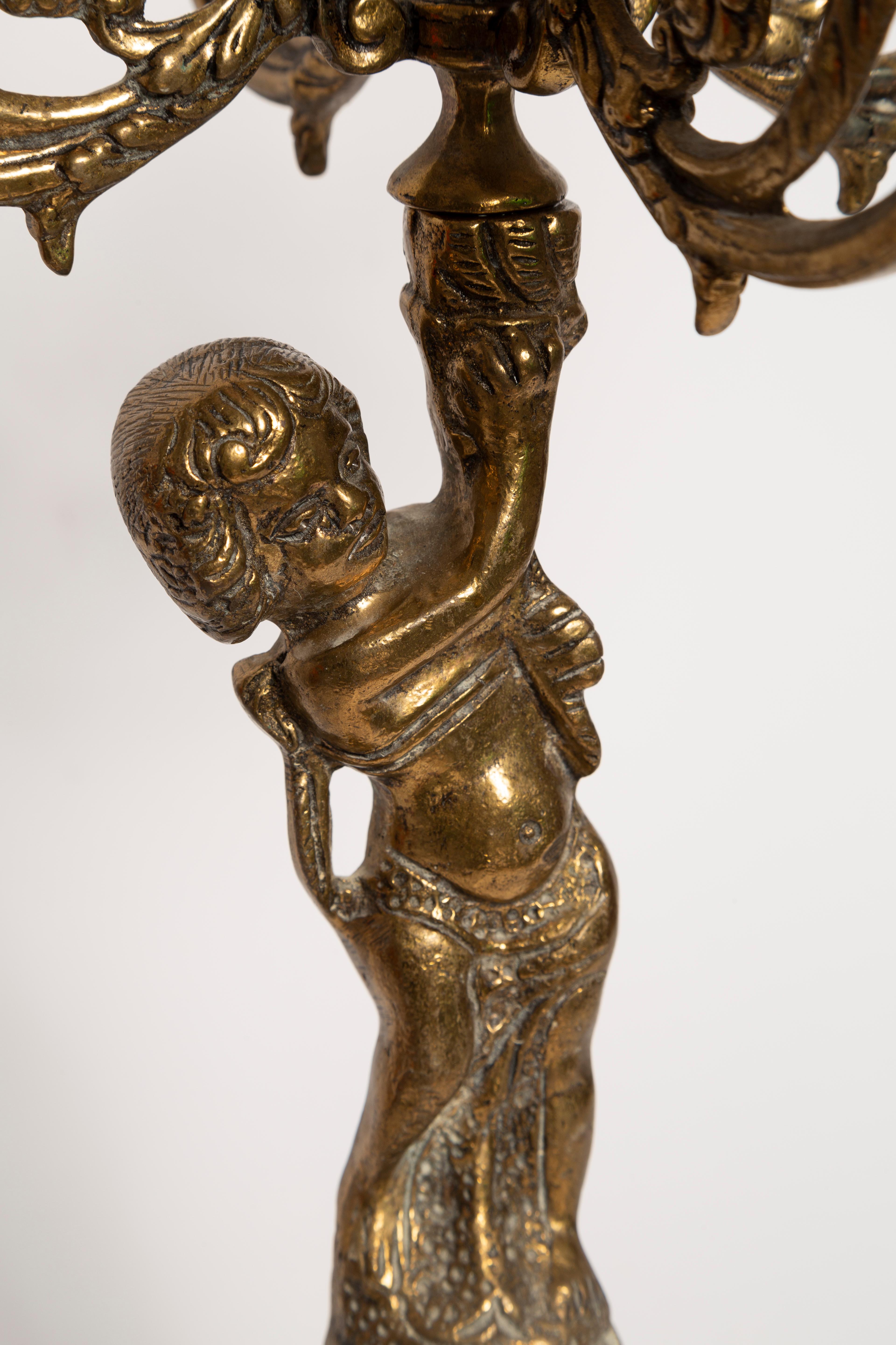 20ième siècle Chandeliers décoratifs du 20e siècle en métal doré et laiton avec ange, Italie, années 1960 en vente