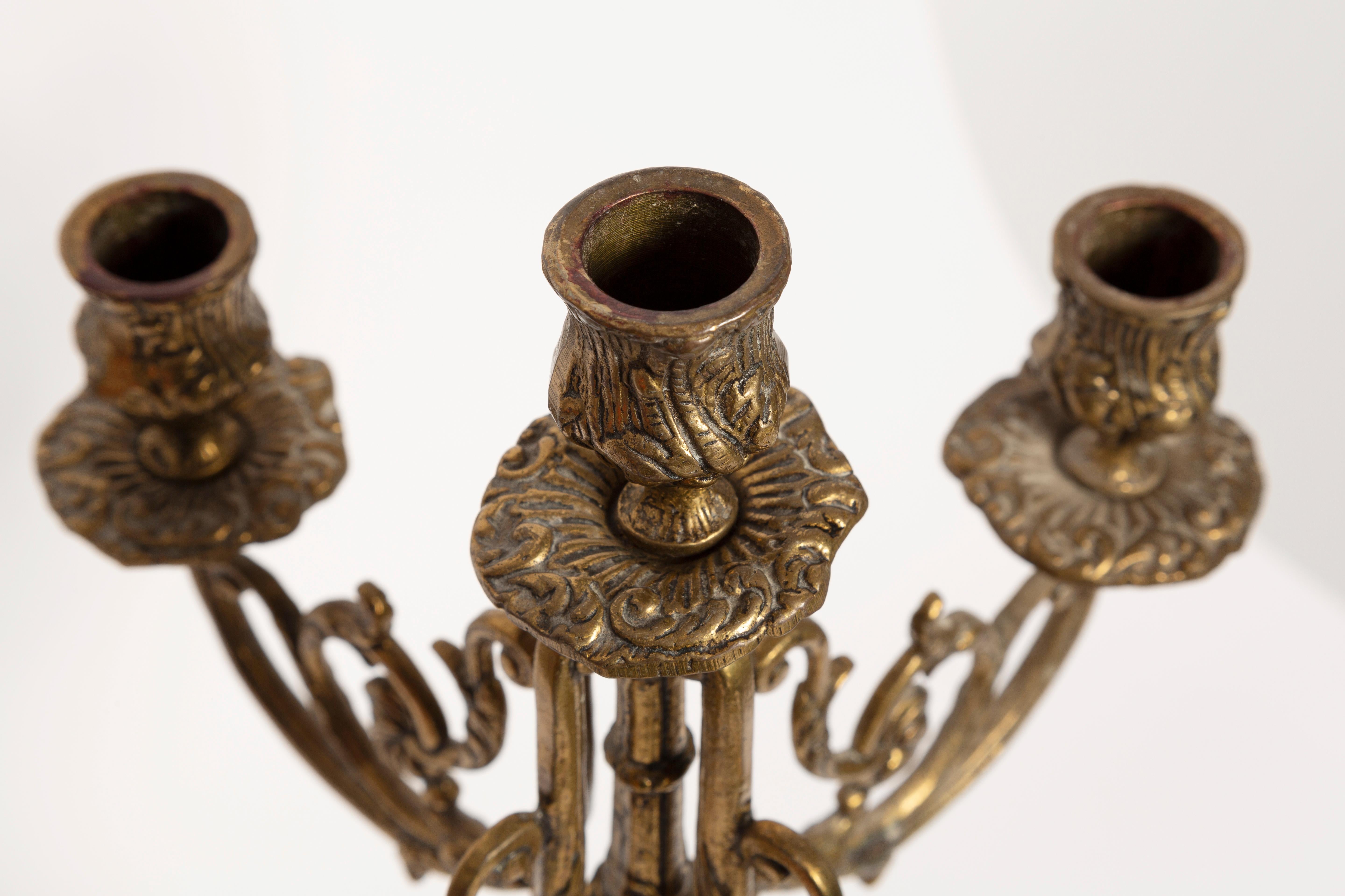 20th Century Metal Gold Brass Decorative Candlesticks with Angel, Italy, 1960s For Sale 1