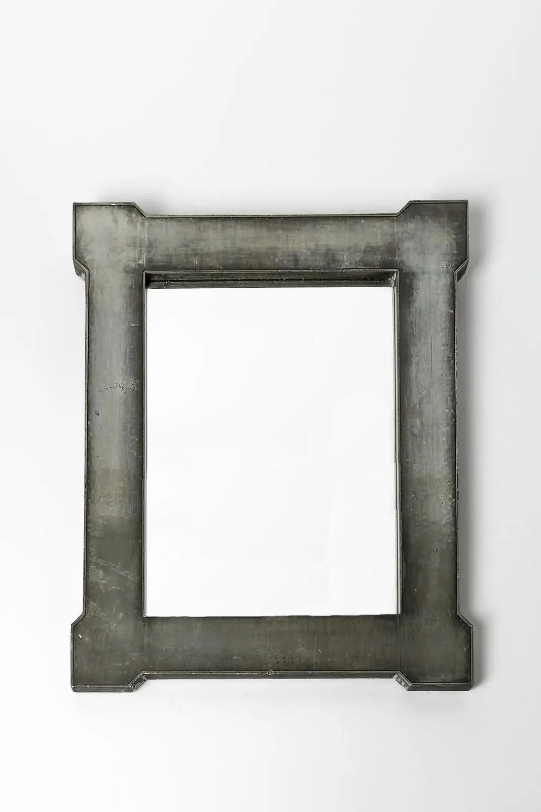 20th Century Metal Wall Mirror Dated 1973 In Good Condition For Sale In TOURS, FR