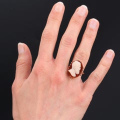 20th Century Michaelange Carnelian Cameo 18 Karat Yellow Gold Ring