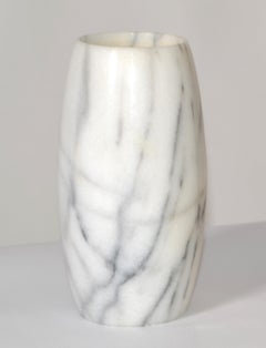 20th Century Mid-Century Modern Hand Carved Carrara Marble Vase Vessel Italy