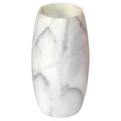 Vintage 20th Century Mid-Century Modern Hand Carved Carrara Marble Vase Vessel Italy
