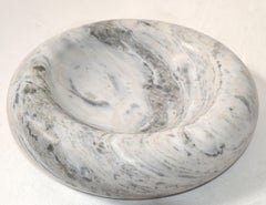 20th Century Mid-Century Modern Handmade Carrara Marble Bowl Plate Centerpiece