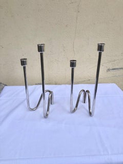 20Th Century, Mid-Century Modern, Pair of 1970s Lino Sabattini Candlestiks