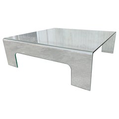 20th Century Mid-Century Modern Square Curved Glass Coffee Table