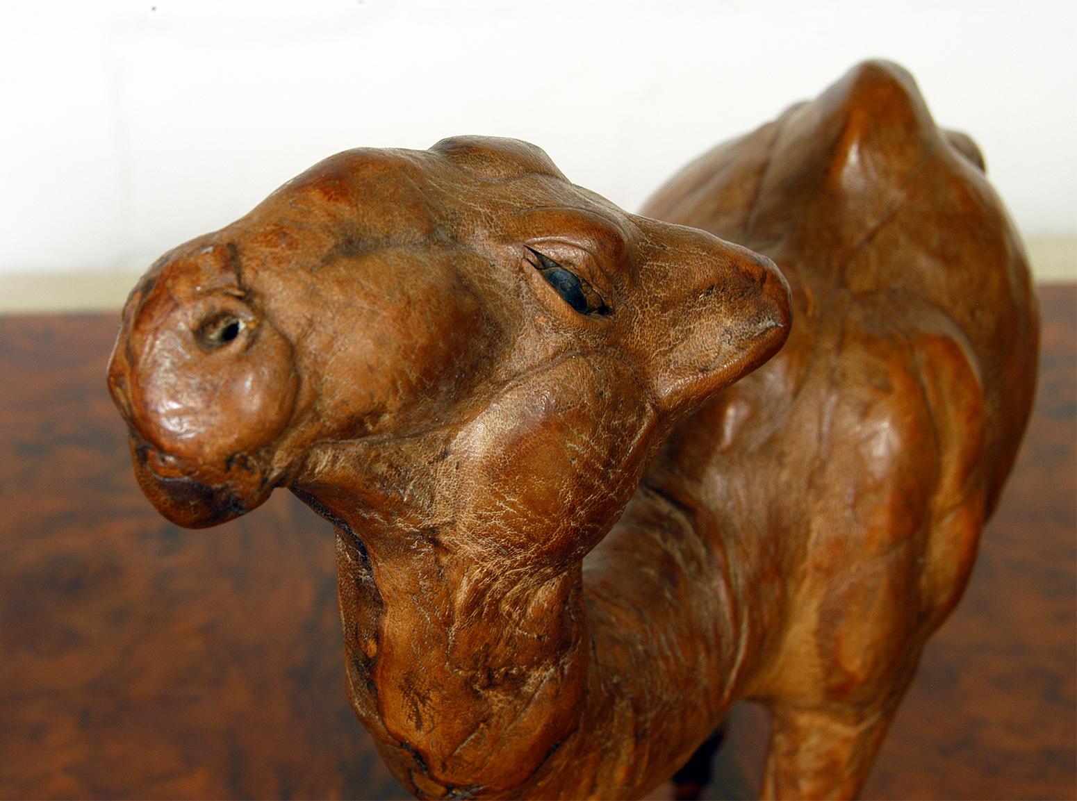 20th Century Middle Eastern Decorative Vintage Leather Camel Figurine 1