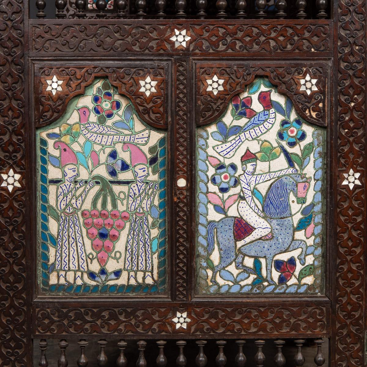 20th Century Middle-Eastern Folding Screen with Enamel Panels 5