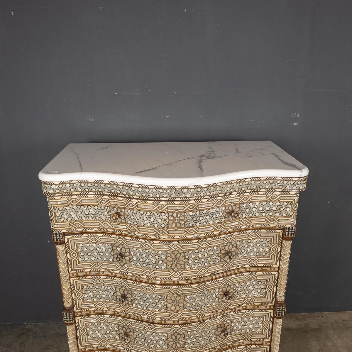 20th Century Middle Eastern Mother of Pearl & Bone Inlaid Drawer Chest, C.1960 5