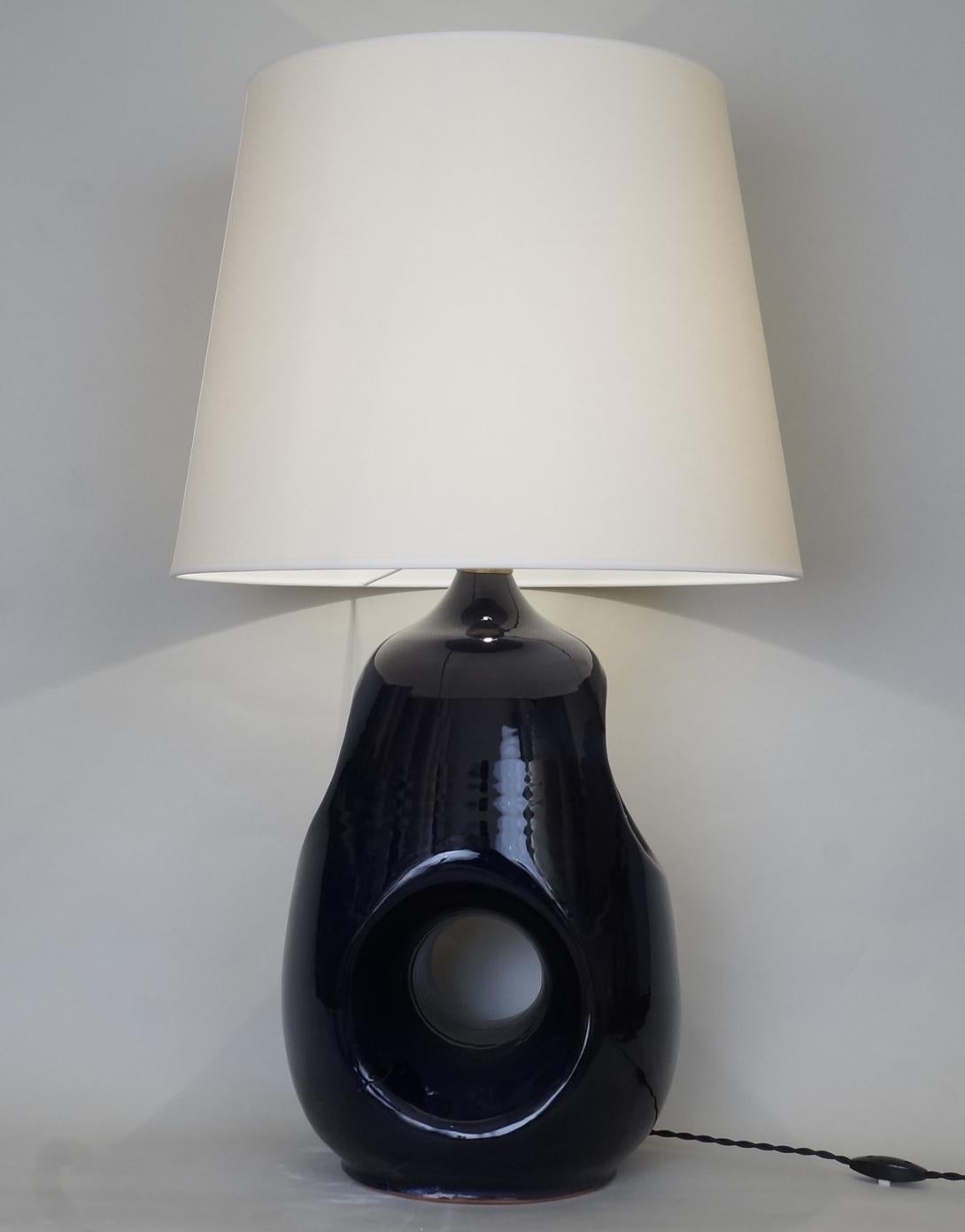 20th Century Midnight Blue Ceramic Table Lamp For Sale 1