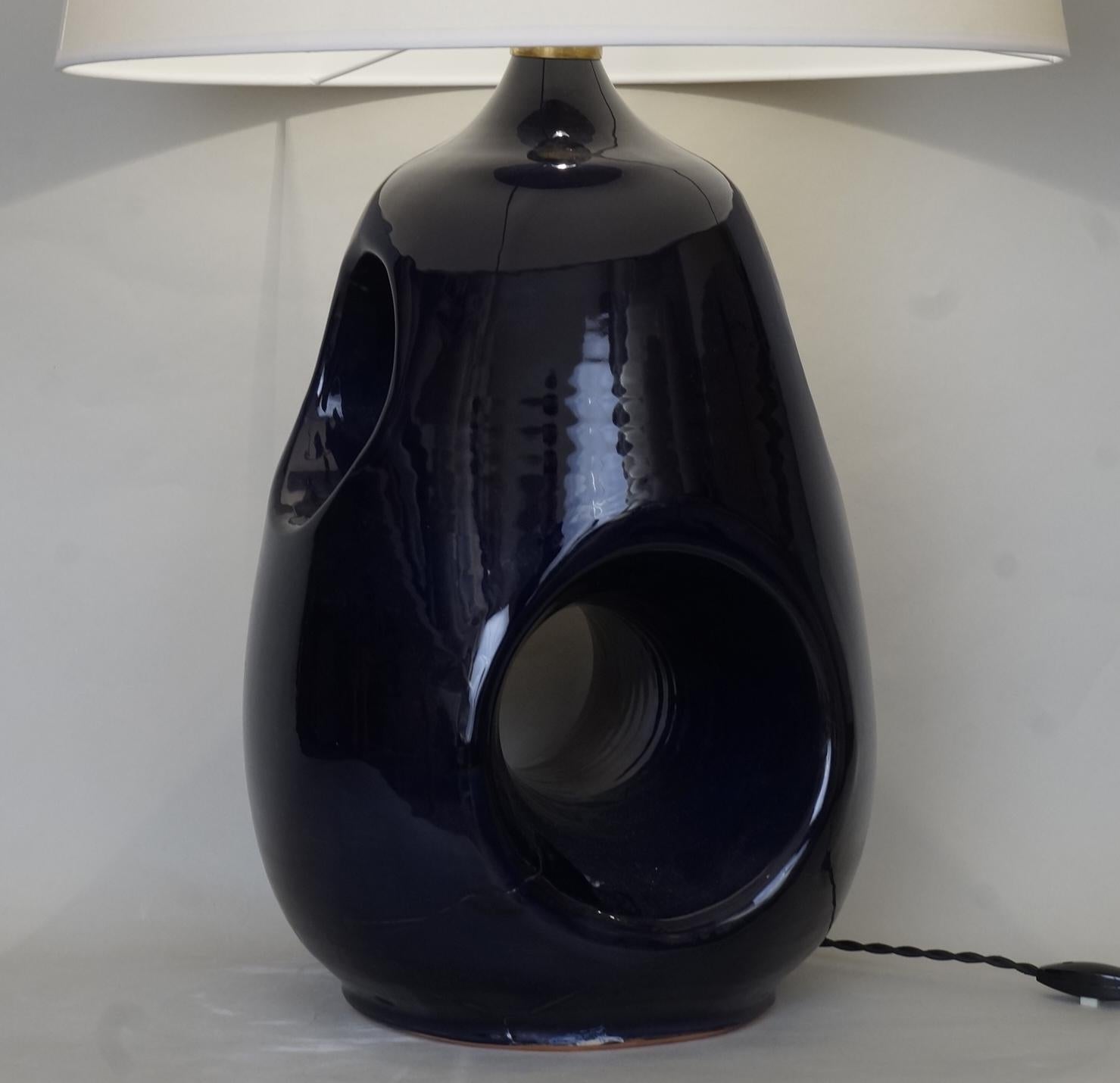 20th Century Midnight Blue Ceramic Table Lamp For Sale 2