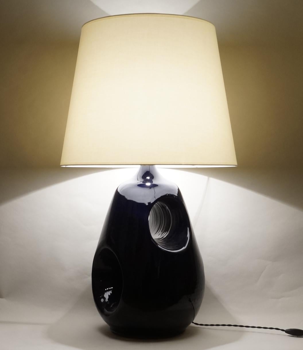 20th Century Midnight Blue Ceramic Table Lamp For Sale 3
