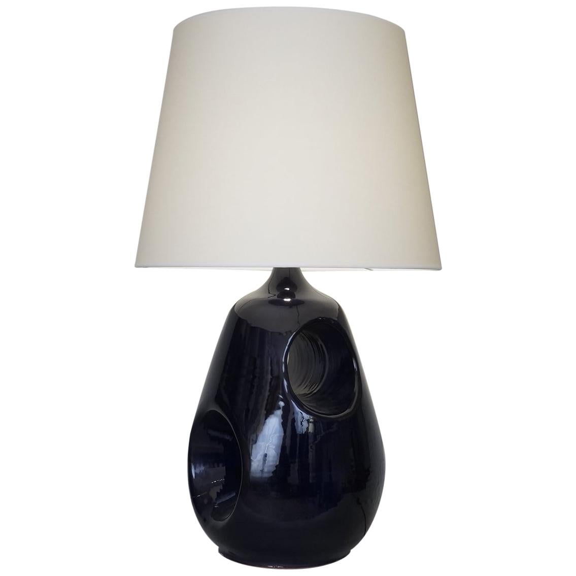 20th Century Midnight Blue Ceramic Table Lamp For Sale