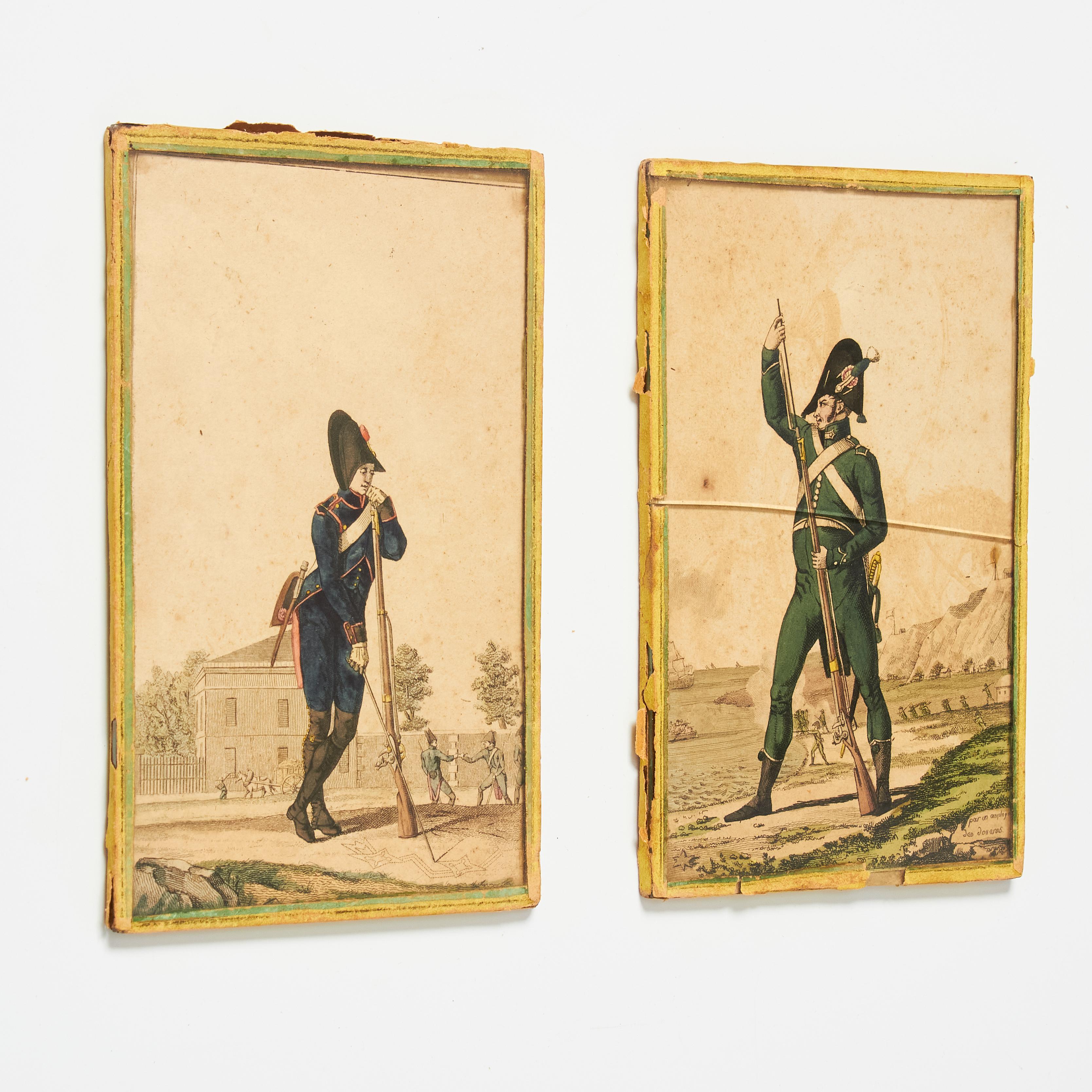 20th Century Military Engravings: Colors, Patina, and French Inscriptions For Sale 7
