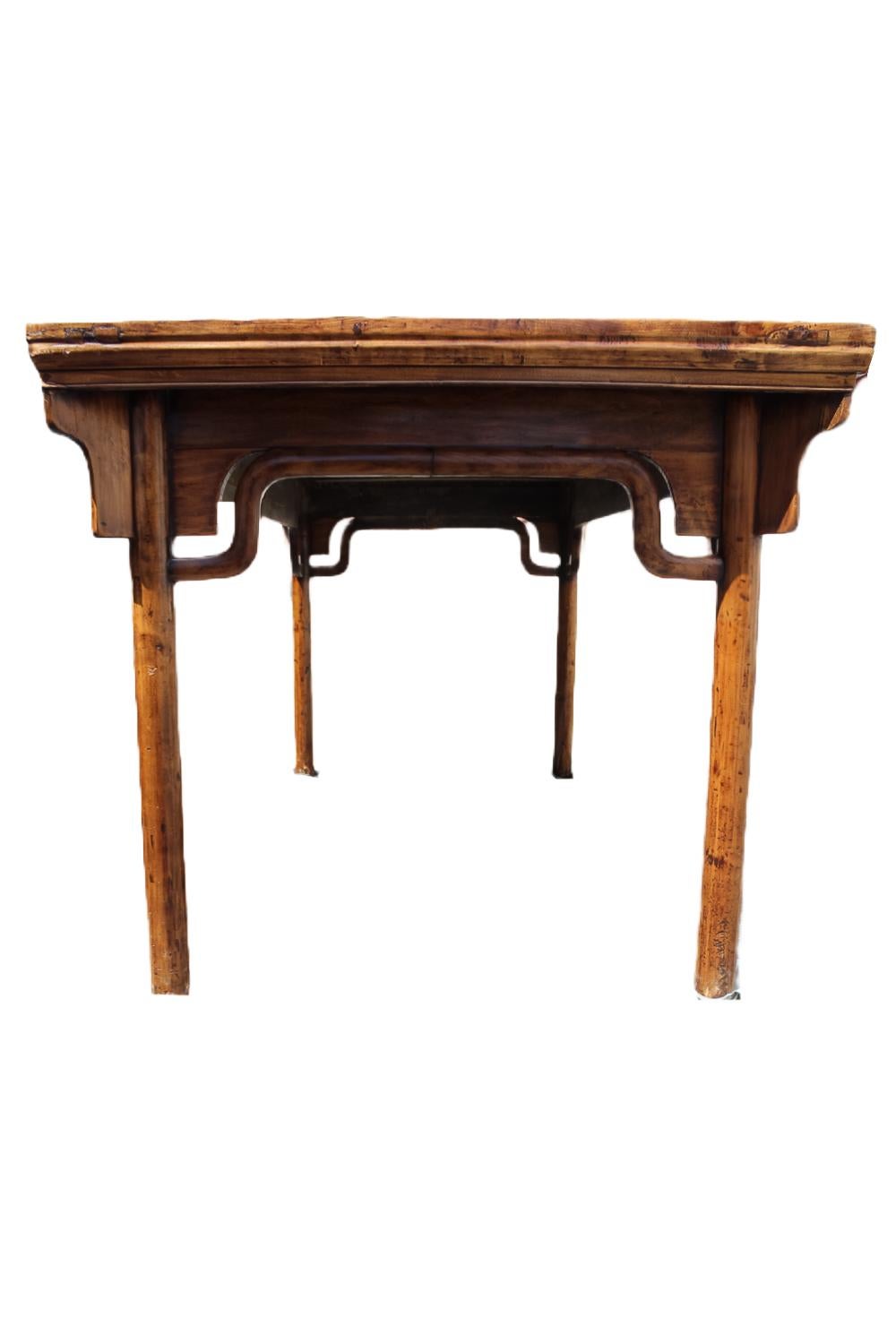 Hand-Crafted 20th Century Ming Dynasty Style Elmwood Alter Dining Room Set, '9'