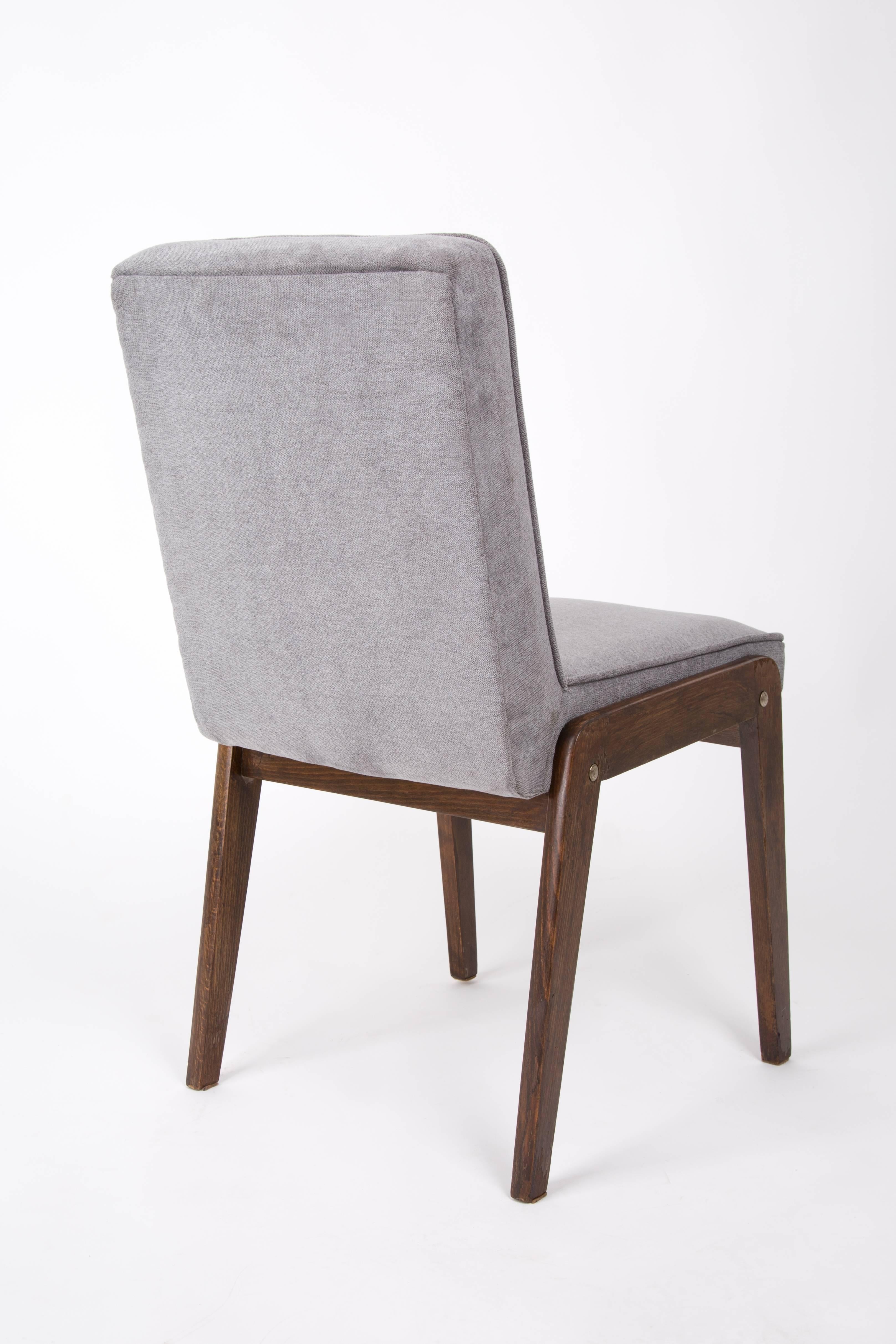 Mid-Century Modern Mid Century Mini Aga Chair, Gray Velvet, Jozef Chierowski, Europe, 1960s. For Sale