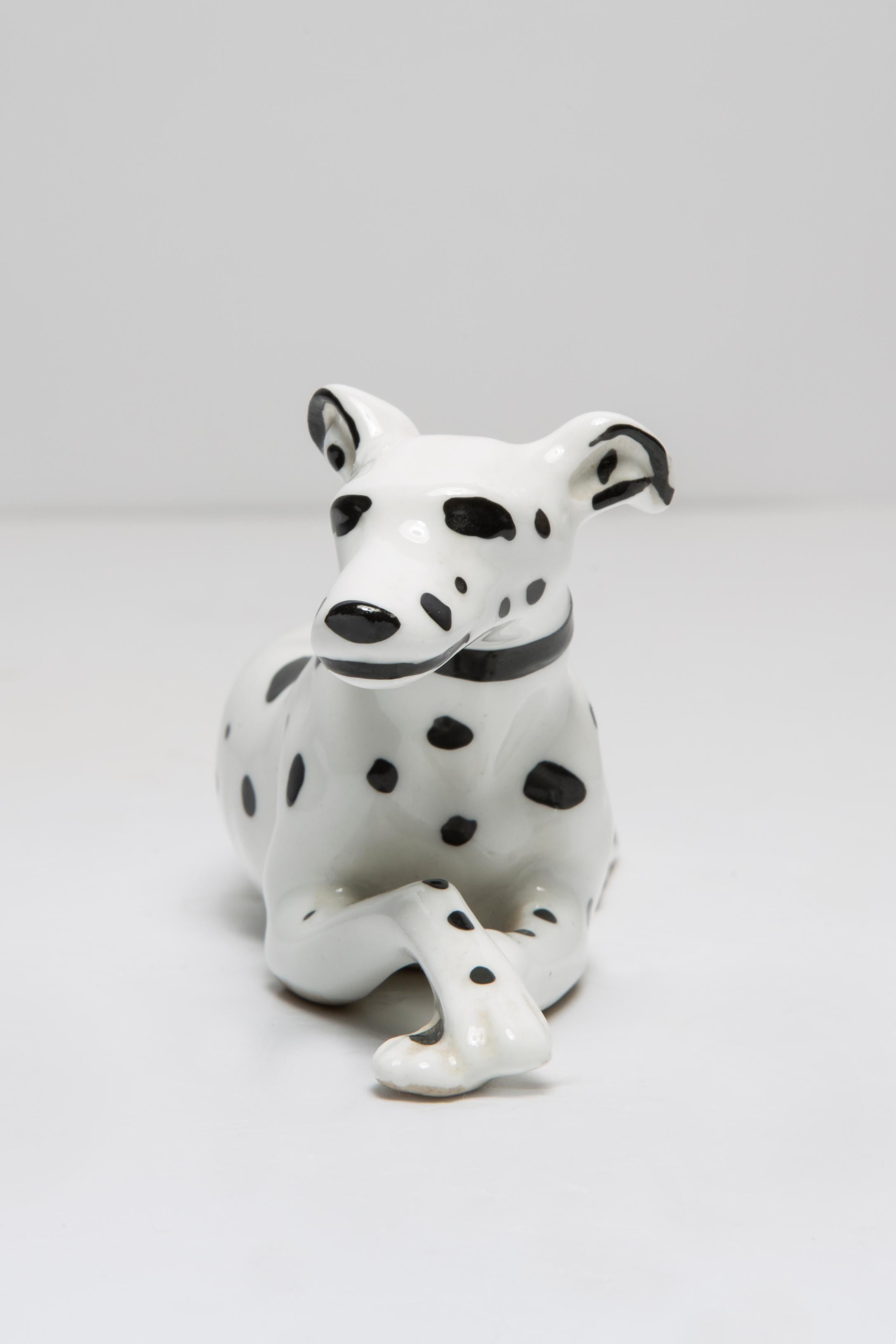 Mid-Century Modern 20th Century Mini White Dalmatian Dog Sculpture, Italy, 1960s For Sale