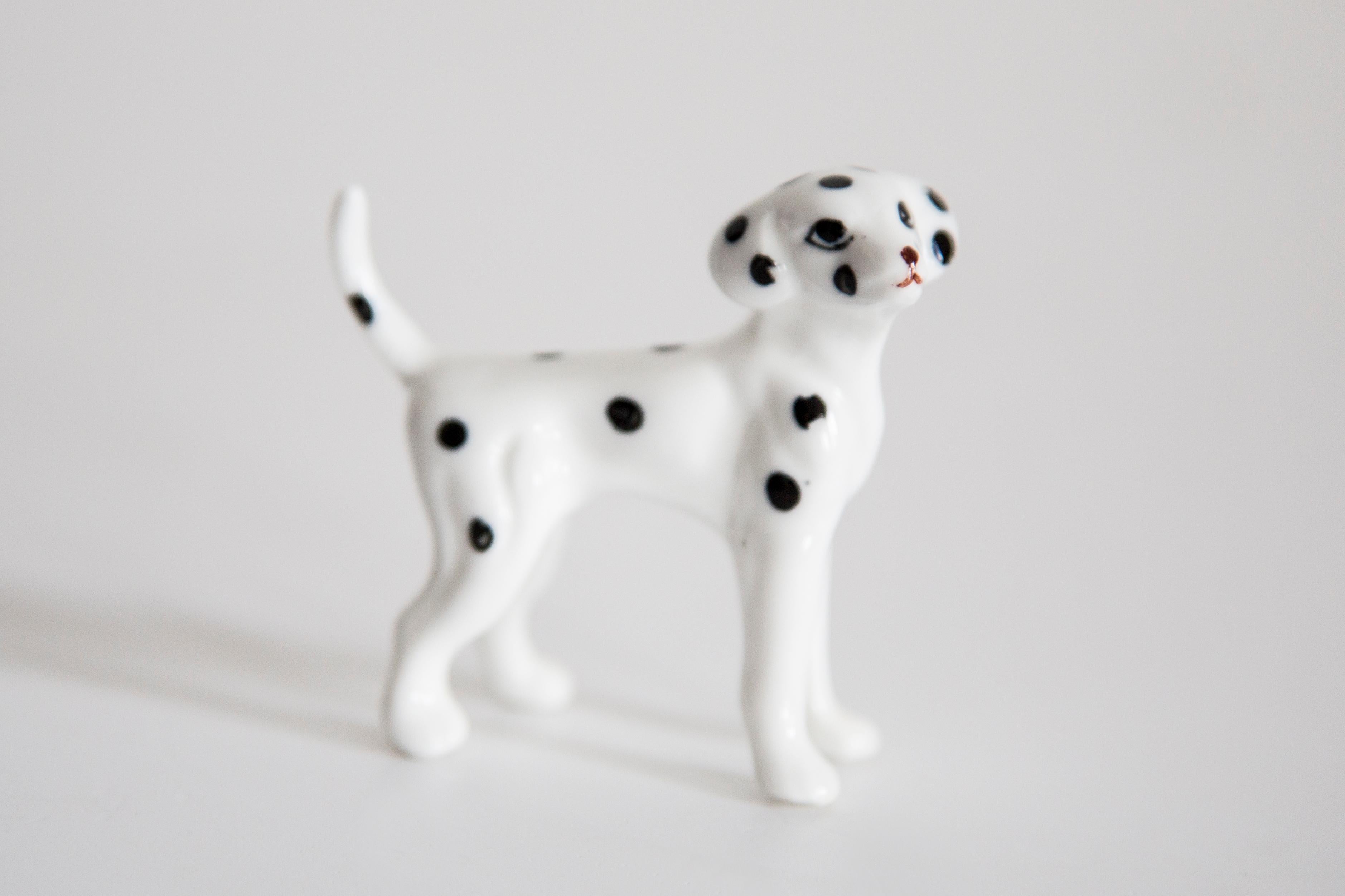 Mid-Century Modern 20th Century Mini White Dalmatian Dog Sculpture, Italy, 1960s For Sale