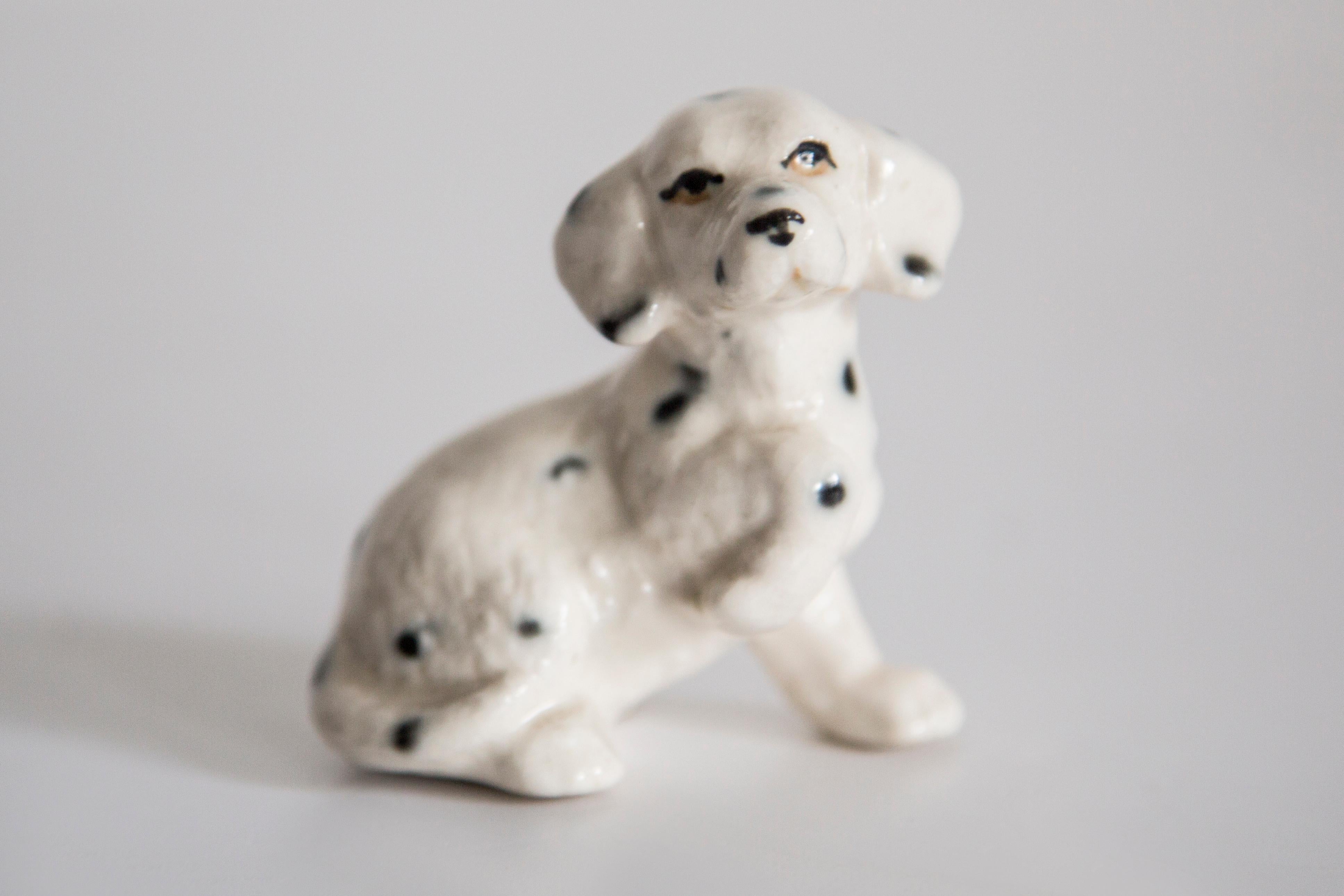Mid-Century Modern 20th Century Mini White Dalmatian Dog Sculpture, Italy, 1960s For Sale