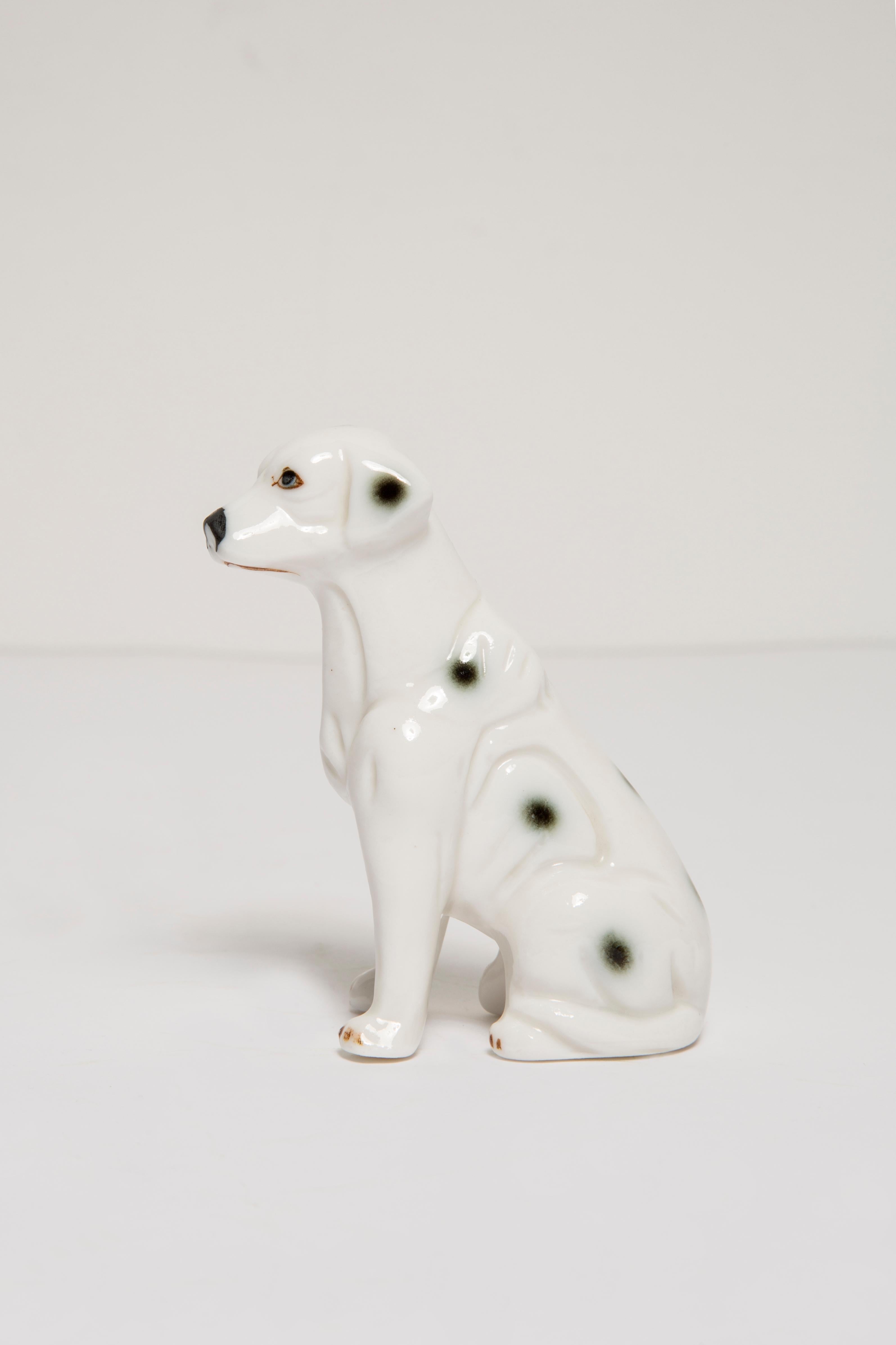 Mid-Century Modern 20th Century Mini White Dalmatian Dog Sculpture, Italy, 1960s For Sale