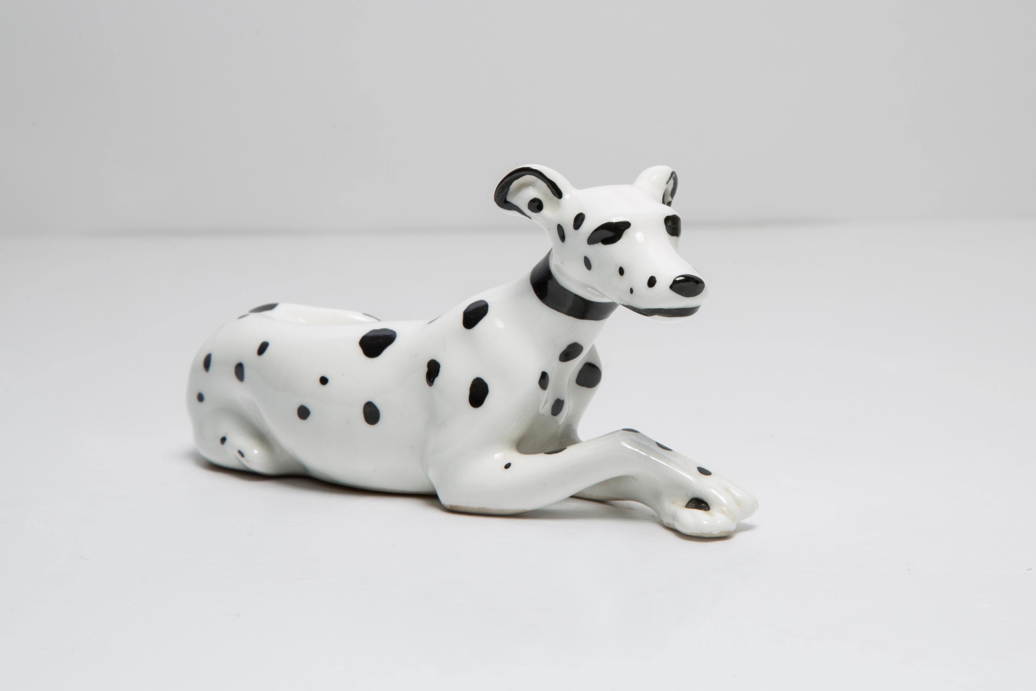 Italian 20th Century Mini White Dalmatian Dog Sculpture, Italy, 1960s For Sale