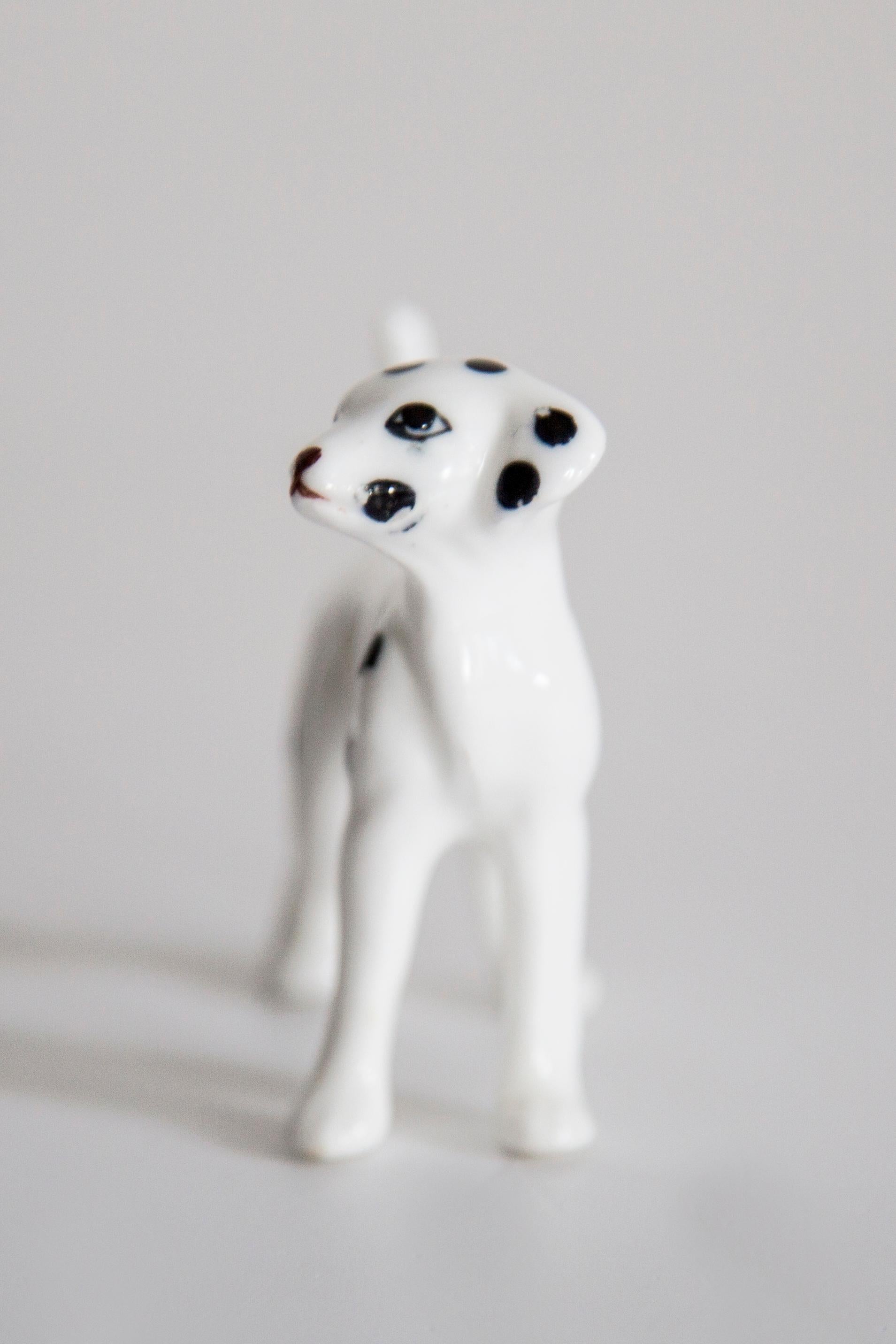 Italian 20th Century Mini White Dalmatian Dog Sculpture, Italy, 1960s For Sale