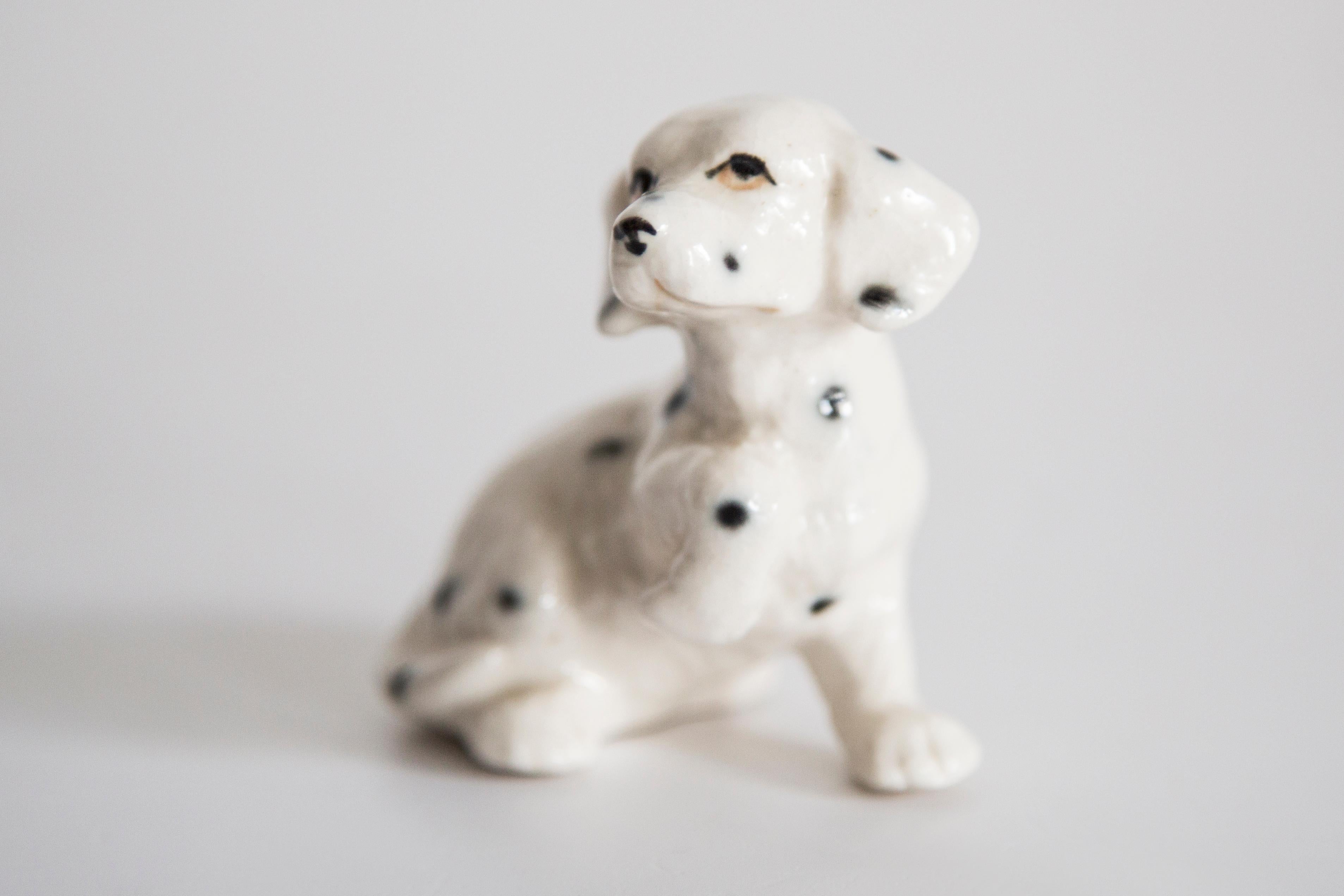 Italian 20th Century Mini White Dalmatian Dog Sculpture, Italy, 1960s For Sale