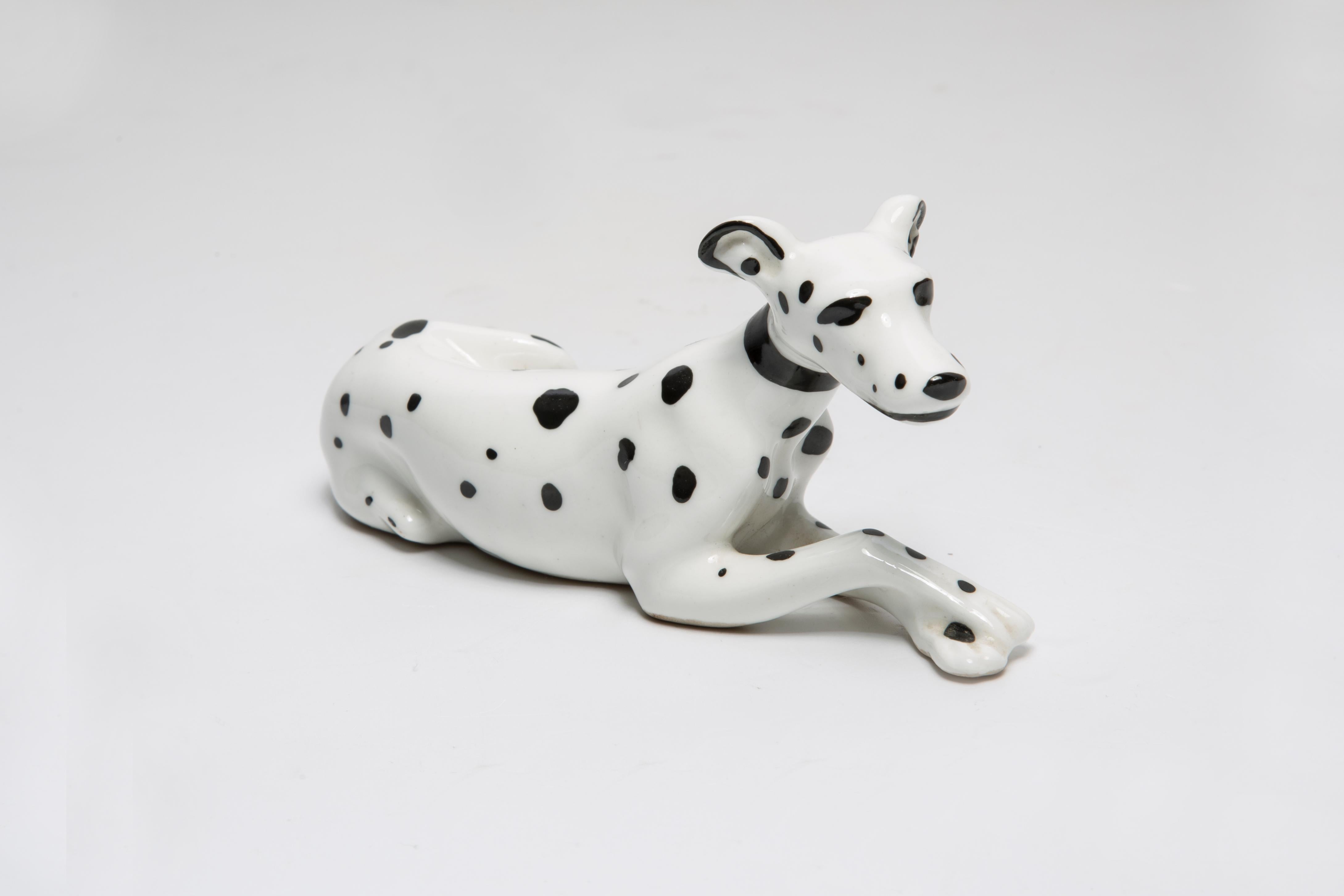 Weiße Mini-Dalmatinerhund-Skulptur des 20. Jahrhunderts, Italien, 1960er Jahre (Handbemalt) im Angebot