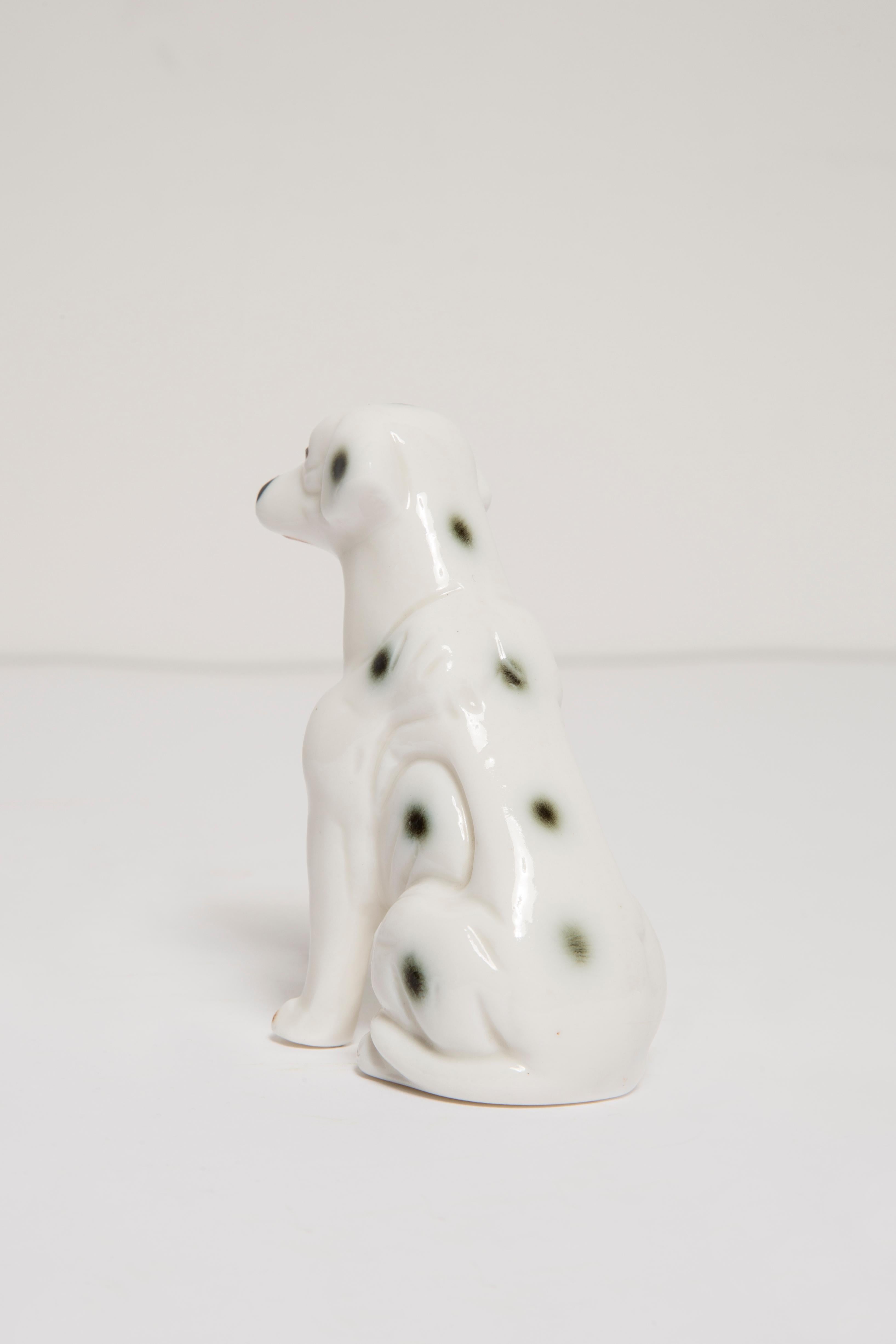 Hand-Painted 20th Century Mini White Dalmatian Dog Sculpture, Italy, 1960s For Sale
