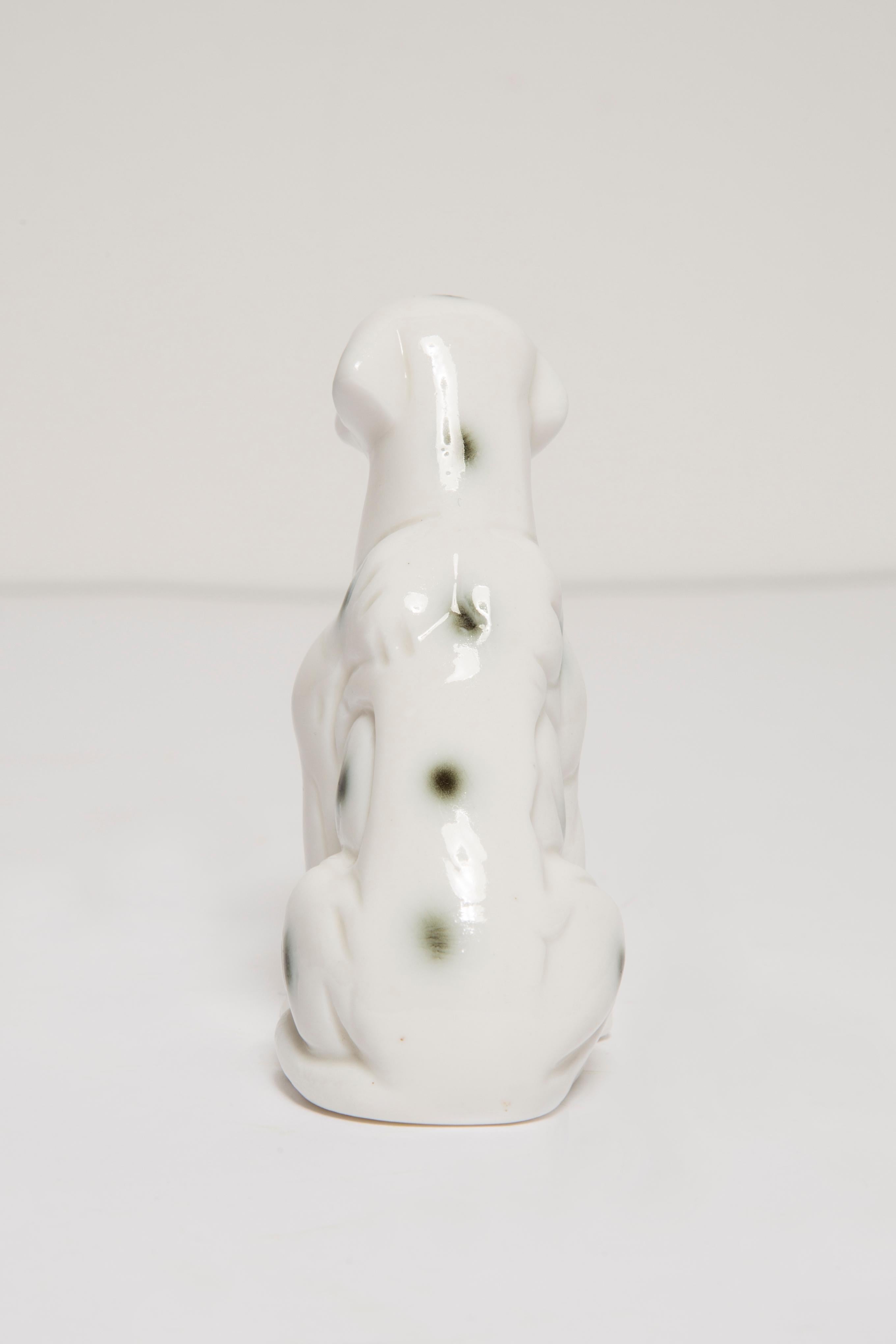 Hand-Painted 20th Century Mini White Dalmatian Dog Sculpture, Italy, 1960s For Sale