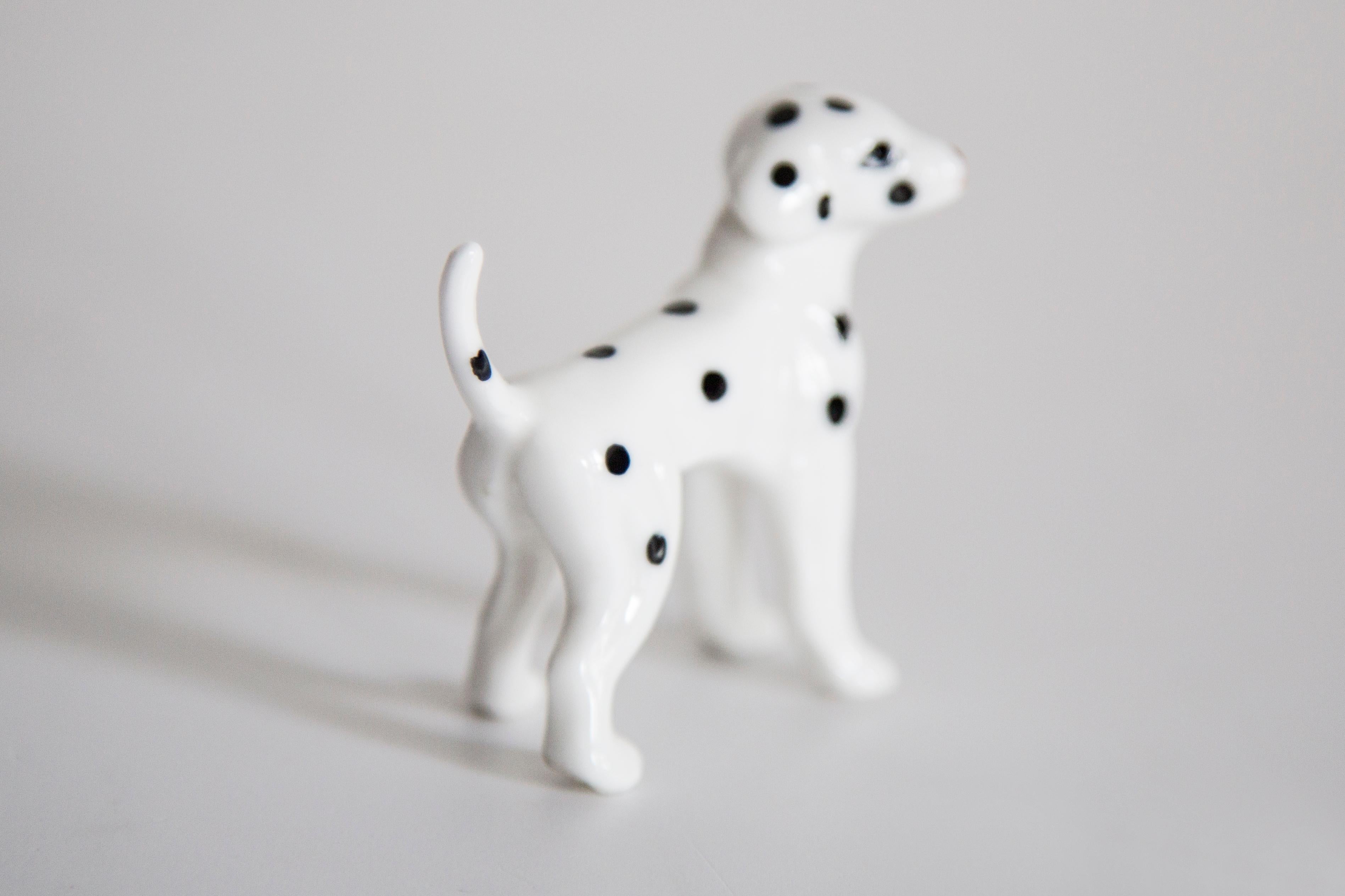 Ceramic 20th Century Mini White Dalmatian Dog Sculpture, Italy, 1960s For Sale