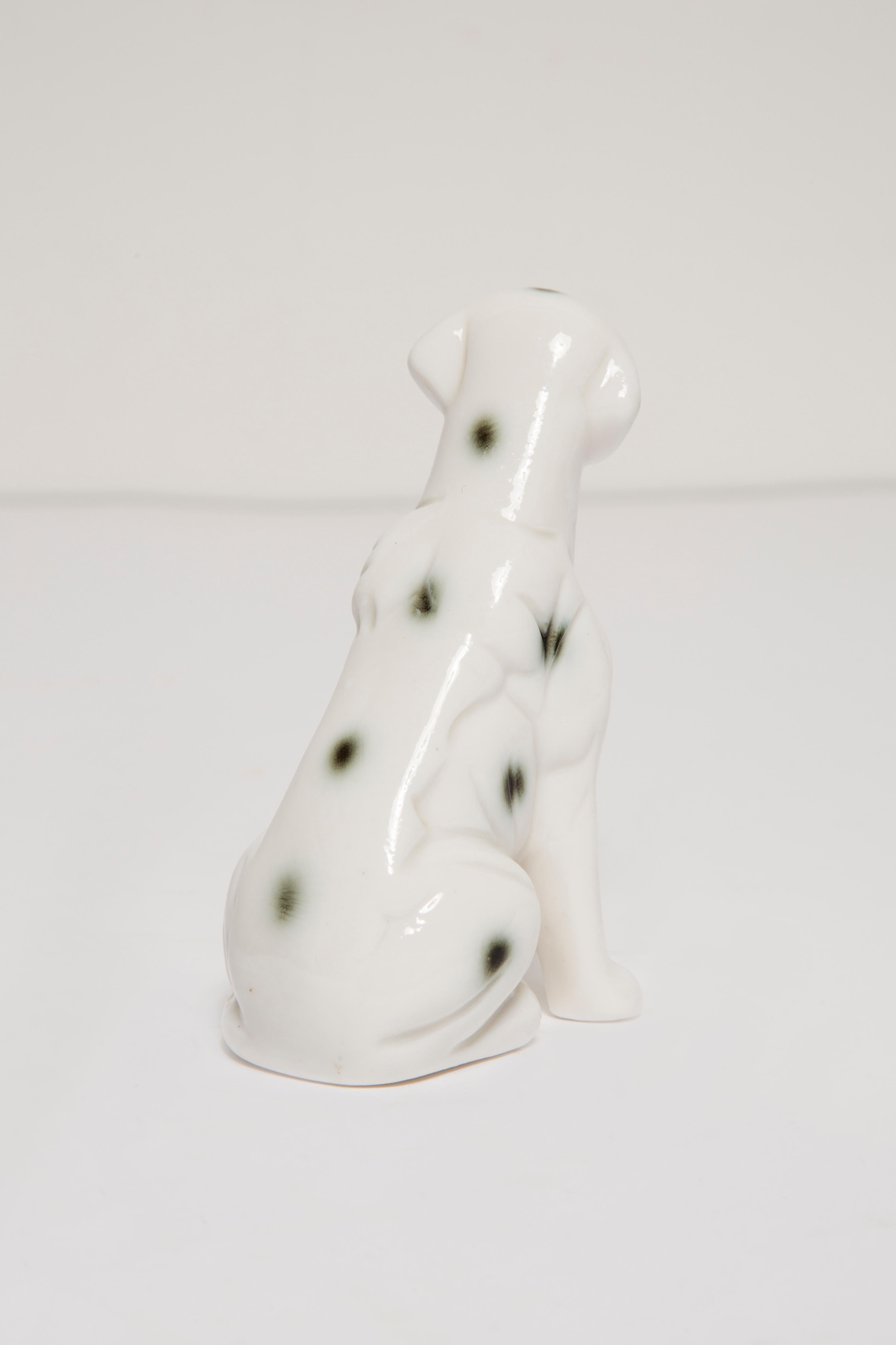Ceramic 20th Century Mini White Dalmatian Dog Sculpture, Italy, 1960s For Sale