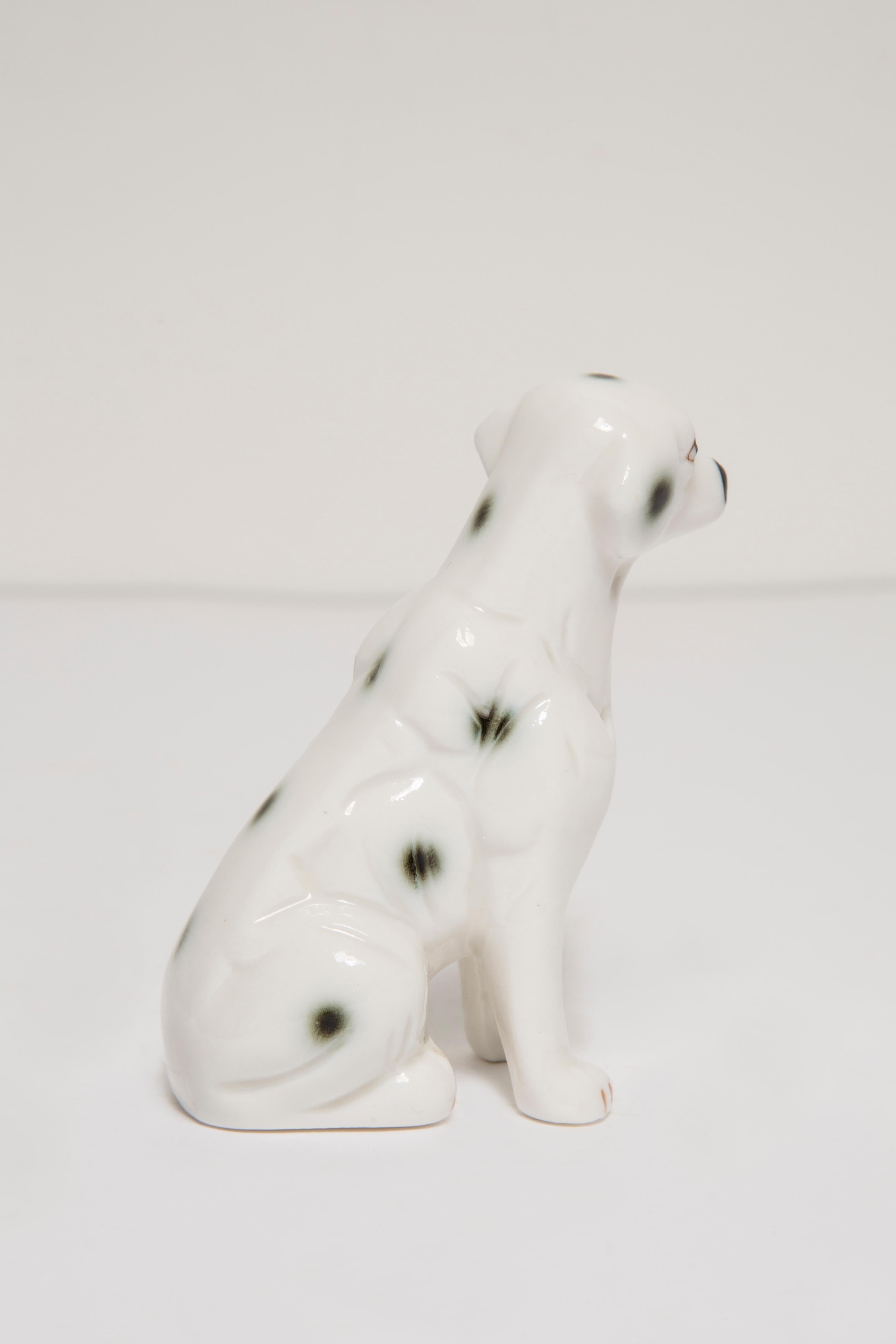 Ceramic 20th Century Mini White Dalmatian Dog Sculpture, Italy, 1960s For Sale