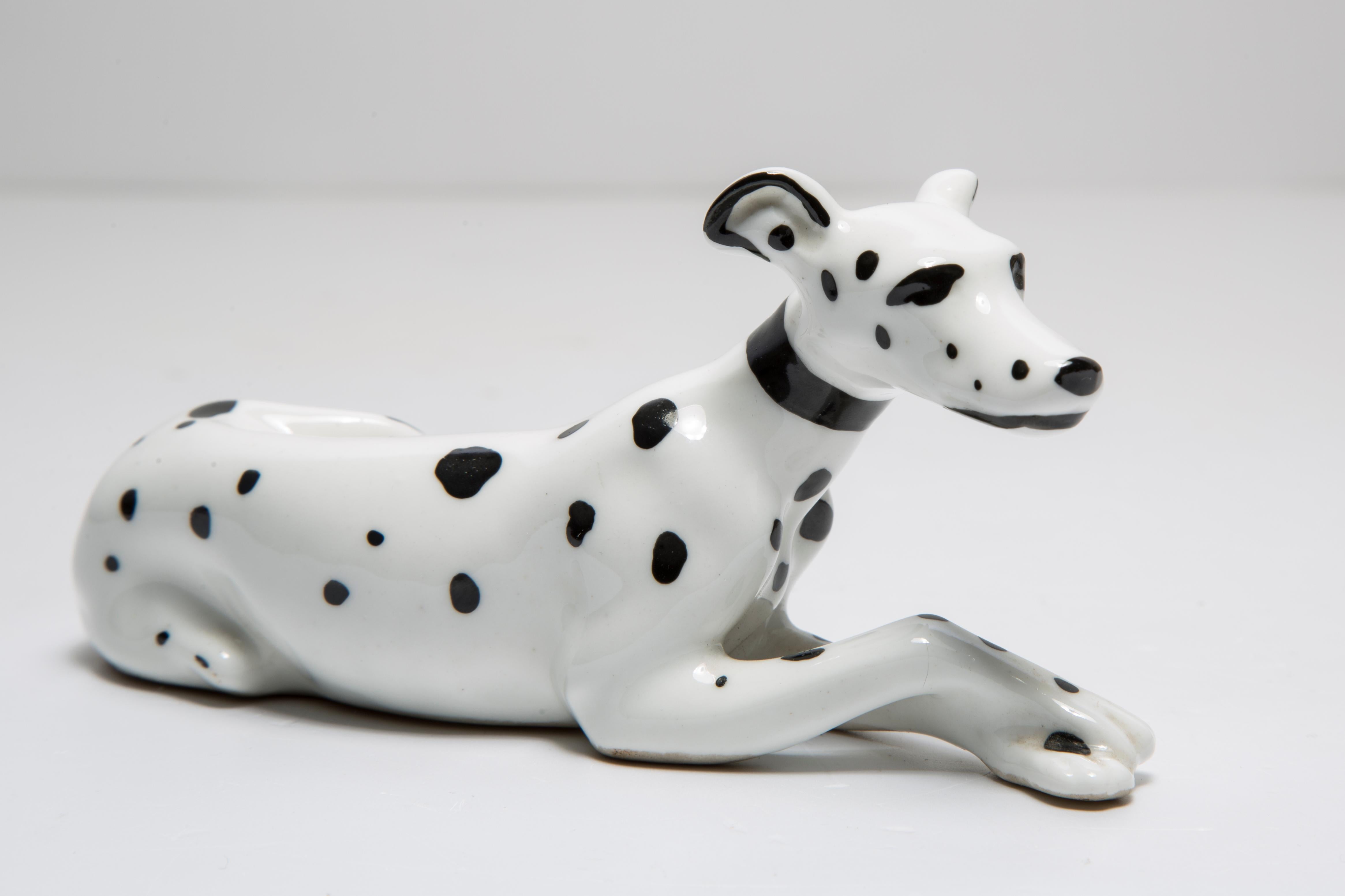 Mini sculpture de chien dalmatien blanc du 20ème siècle, Italie, années 1960 en vente 1