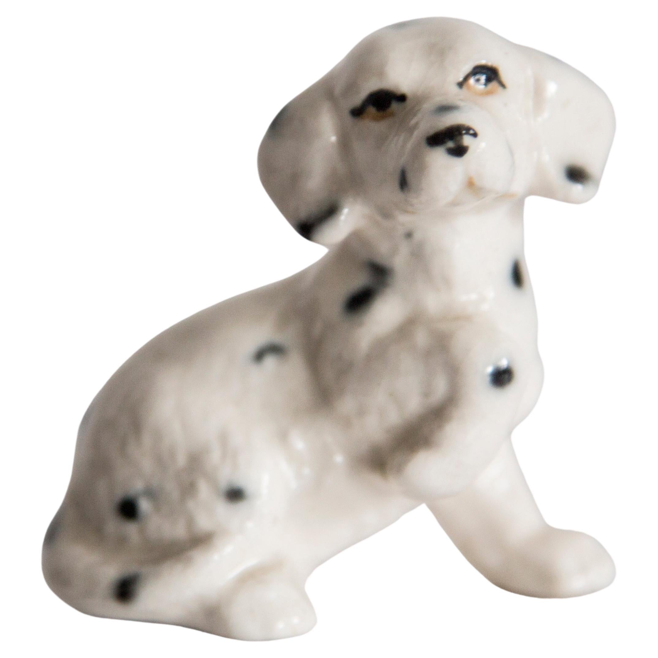 Mini scultura di cane dalmata bianco del XX secolo, Italia, anni '60