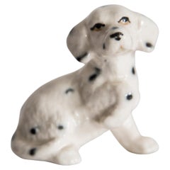 Escultura mini perro dálmata blanco del siglo XX, Italia, años 60