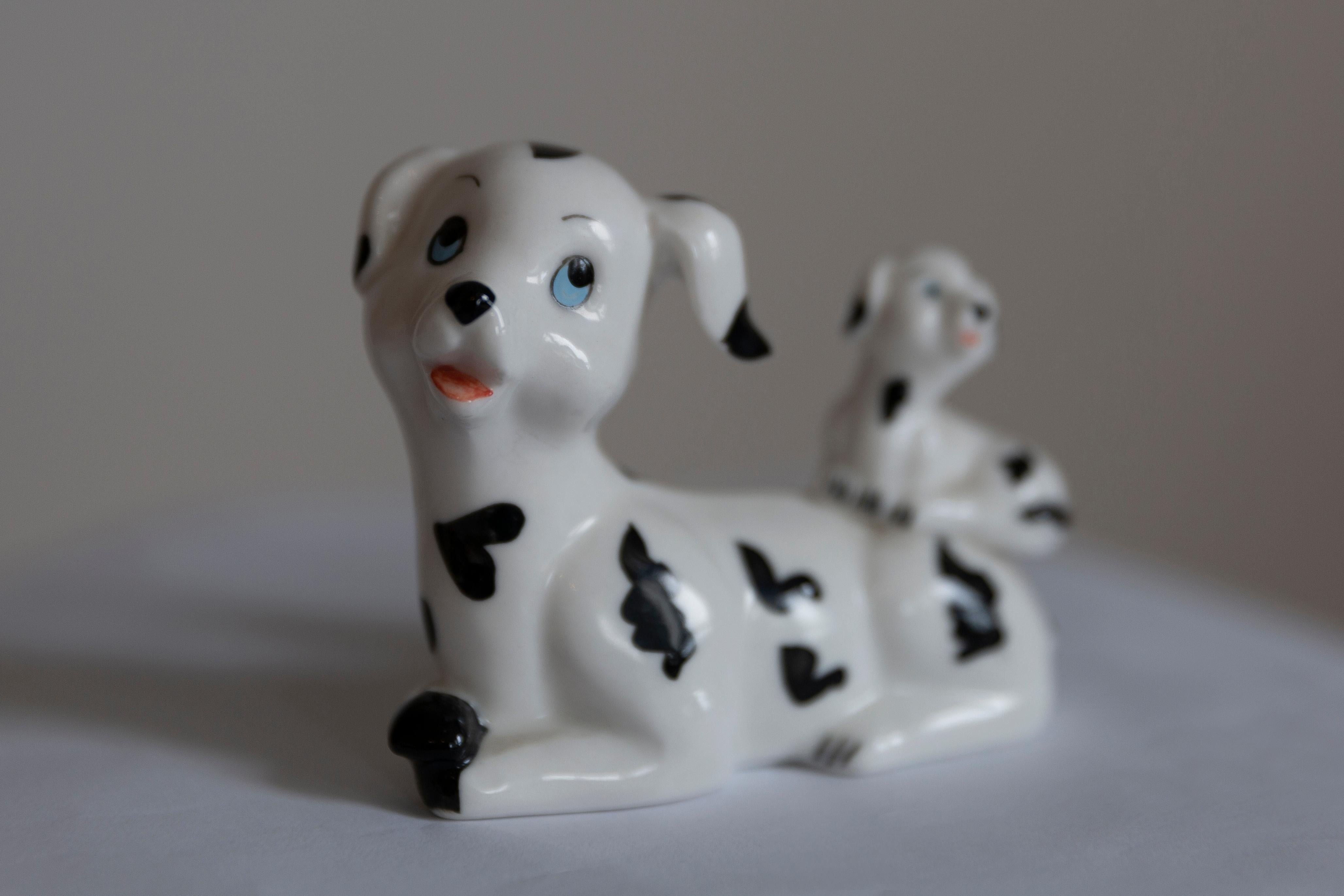20ième siècle Mini sculpture de chiens dalmatiens blancs du 20ème siècle, Italie, années 1960 en vente
