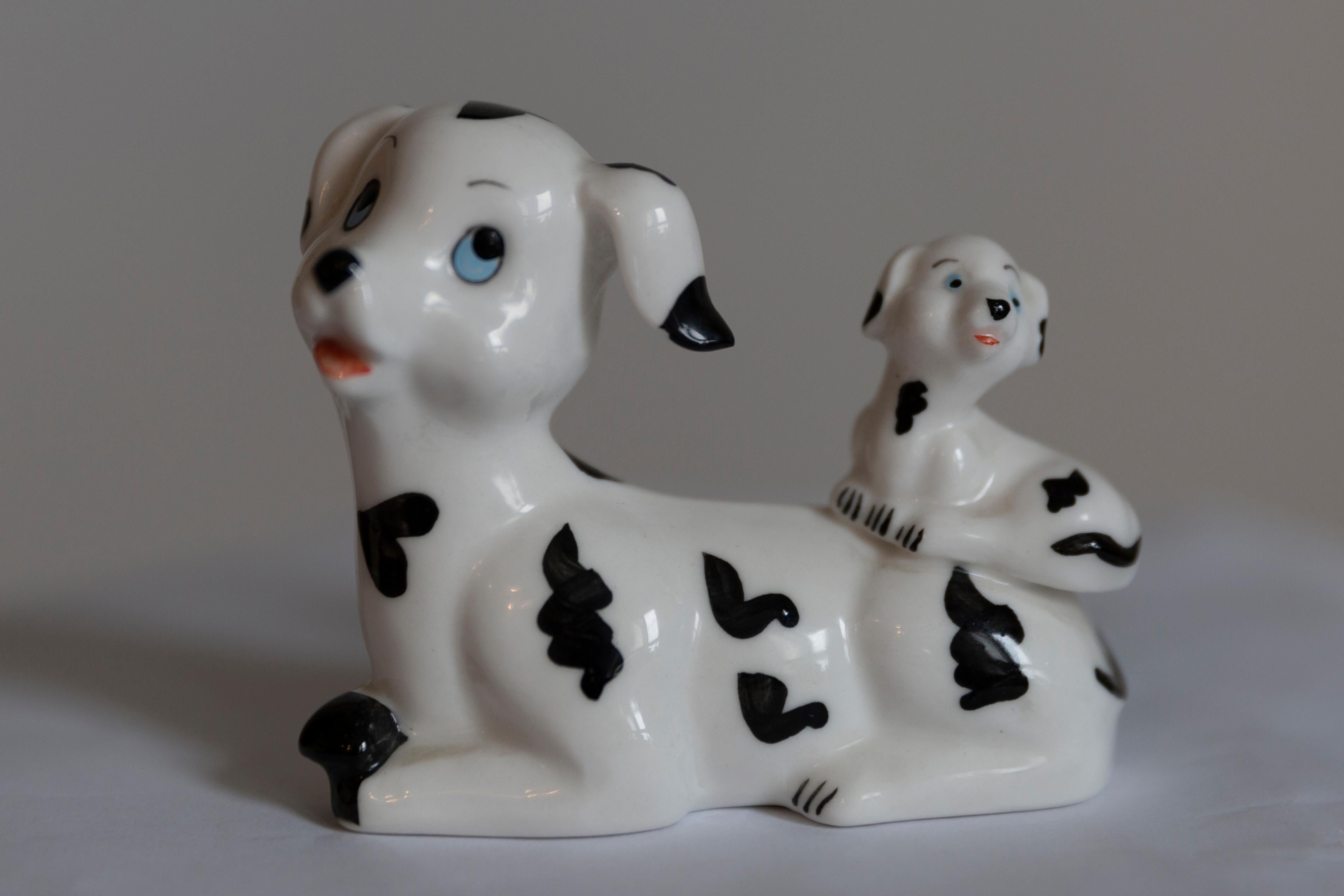 Mini sculpture de chiens dalmatiens blancs du 20ème siècle, Italie, années 1960 en vente 1