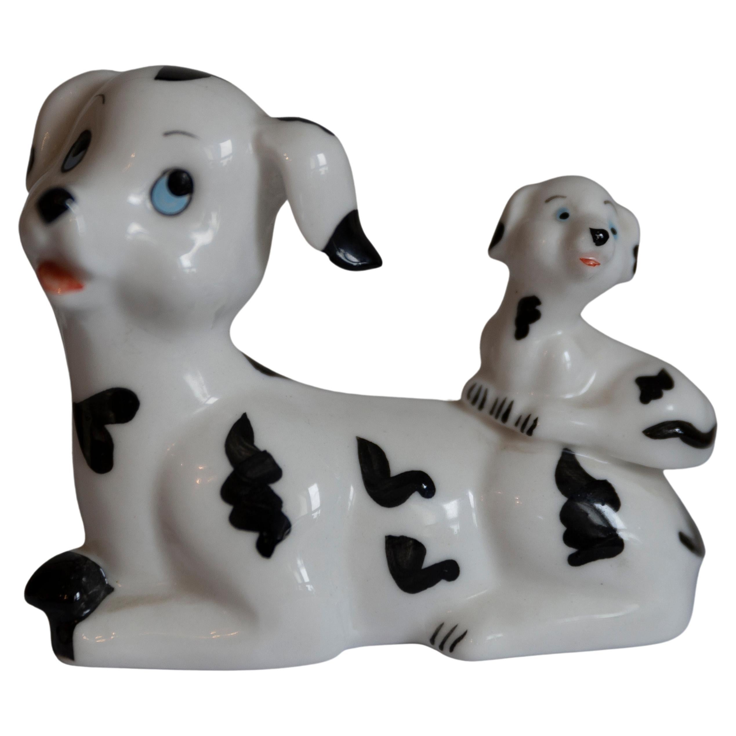 Mini sculpture de chiens dalmatiens blancs du 20ème siècle, Italie, années 1960