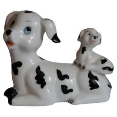 Mini sculpture de chiens dalmatiens blancs du 20ème siècle, Italie, années 1960