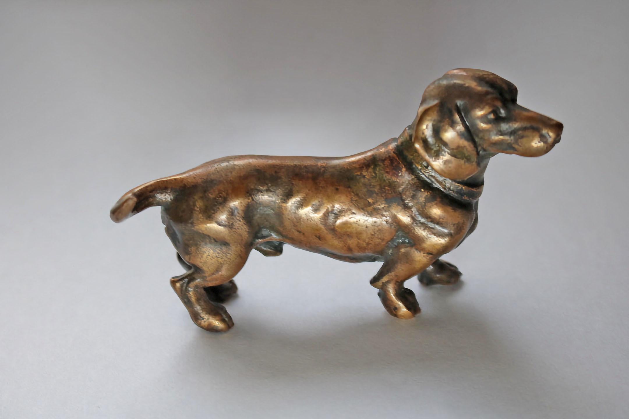 Late Victorian 20th Century Miniature Bronze Dog Sculpture For Sale