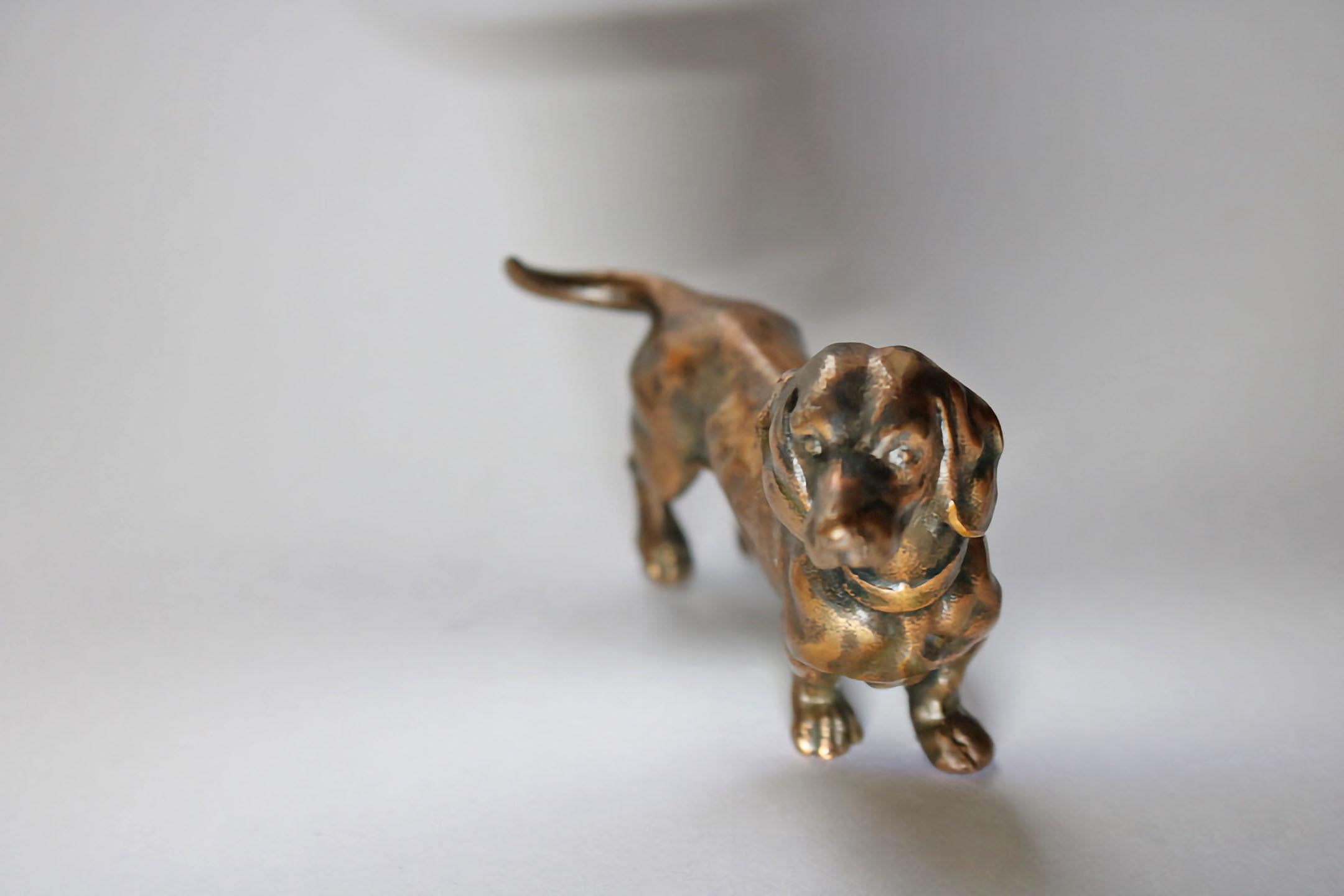French 20th Century Miniature Bronze Dog Sculpture For Sale