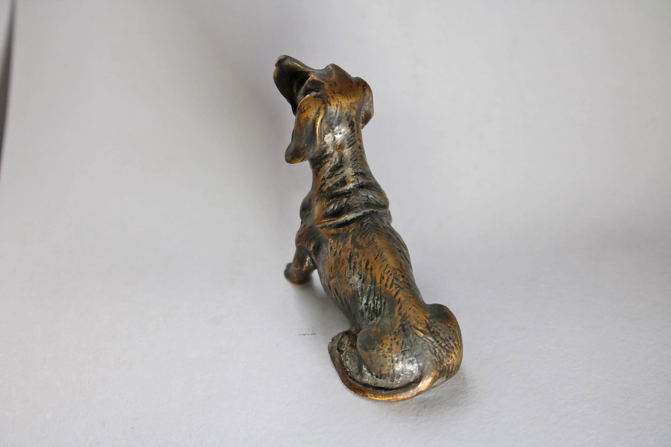 20. Jahrhundert Miniature Bronze Hundeskulptur (Französisch) im Angebot