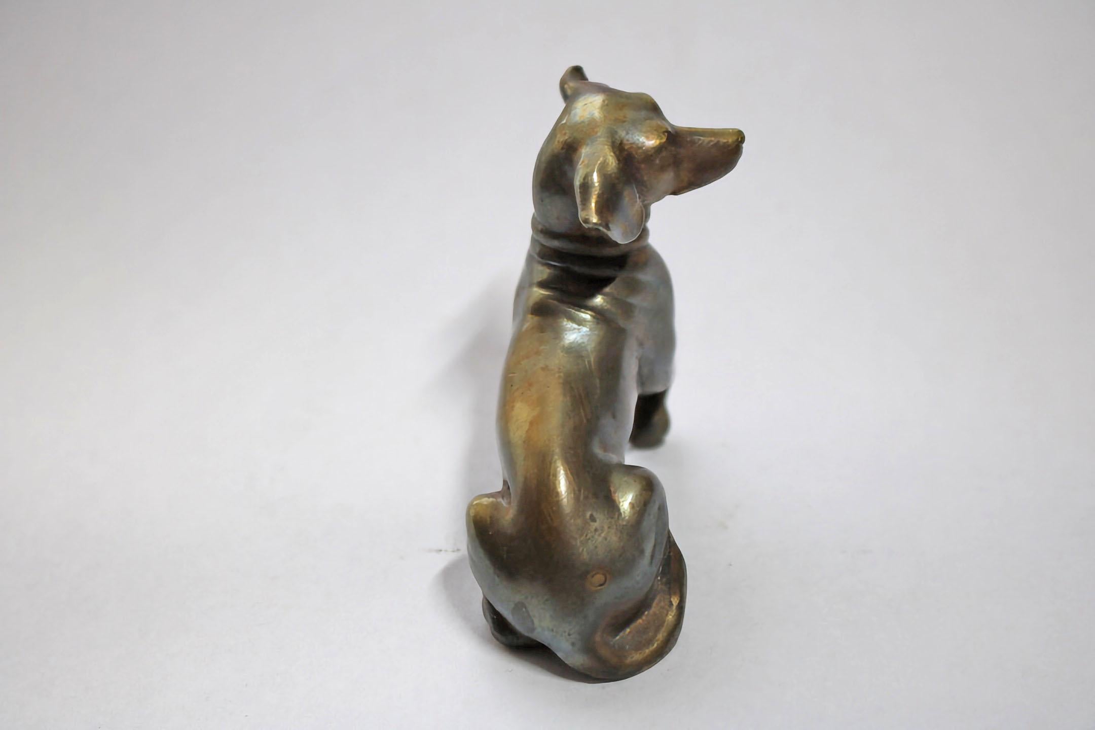 French 20th Century Miniature Bronze Dog Sculpture For Sale