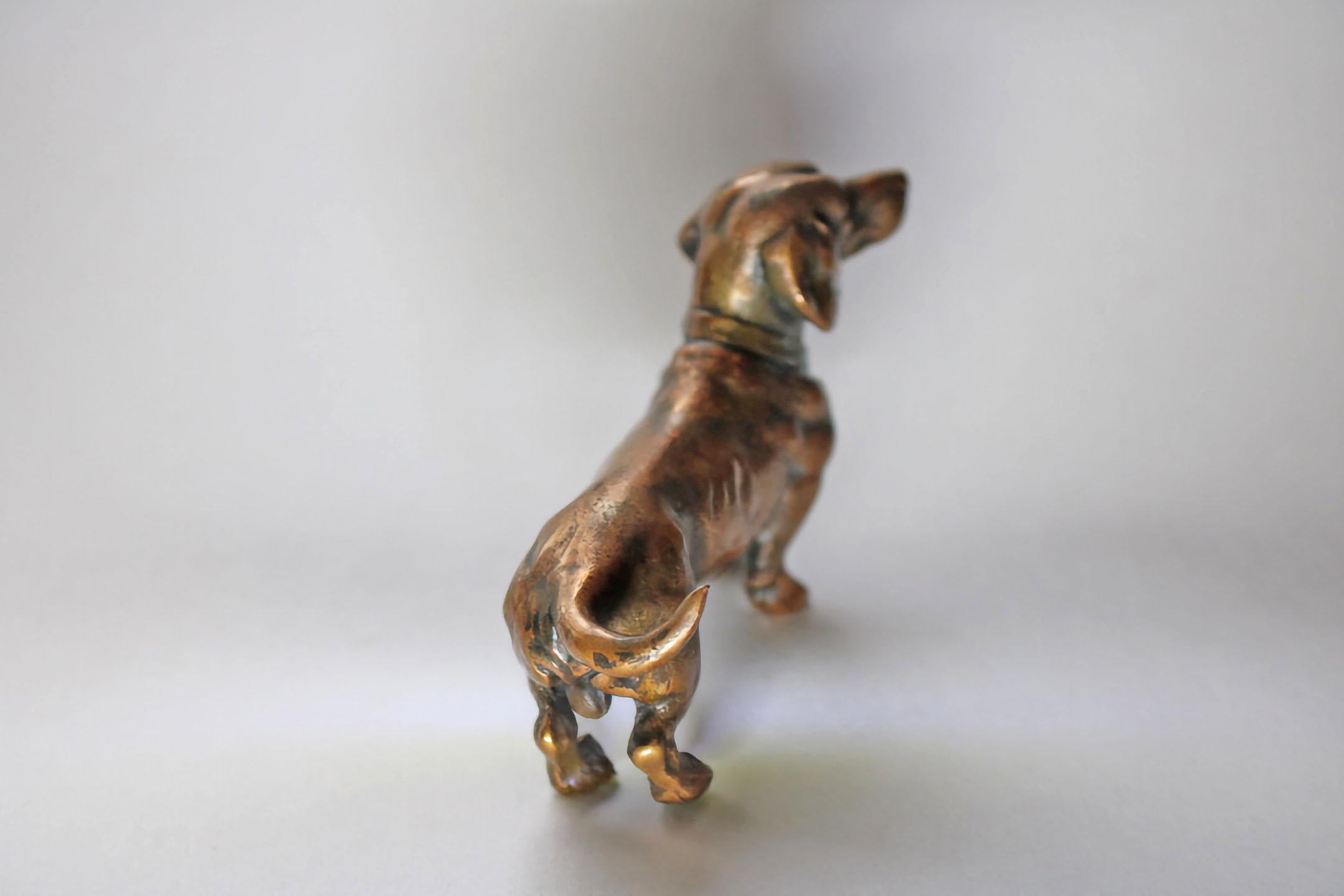 20th Century Miniature Bronze Dog Sculpture In Good Condition For Sale In Lučenec, SK