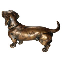 Antique 20th Century Miniature Bronze Dog Sculpture