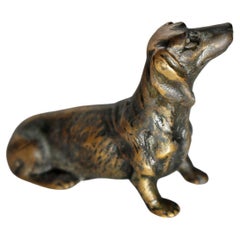 Retro 20th Century Miniature Bronze Dog Sculpture
