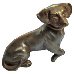 Escultura miniatura de perro en bronce del siglo XX