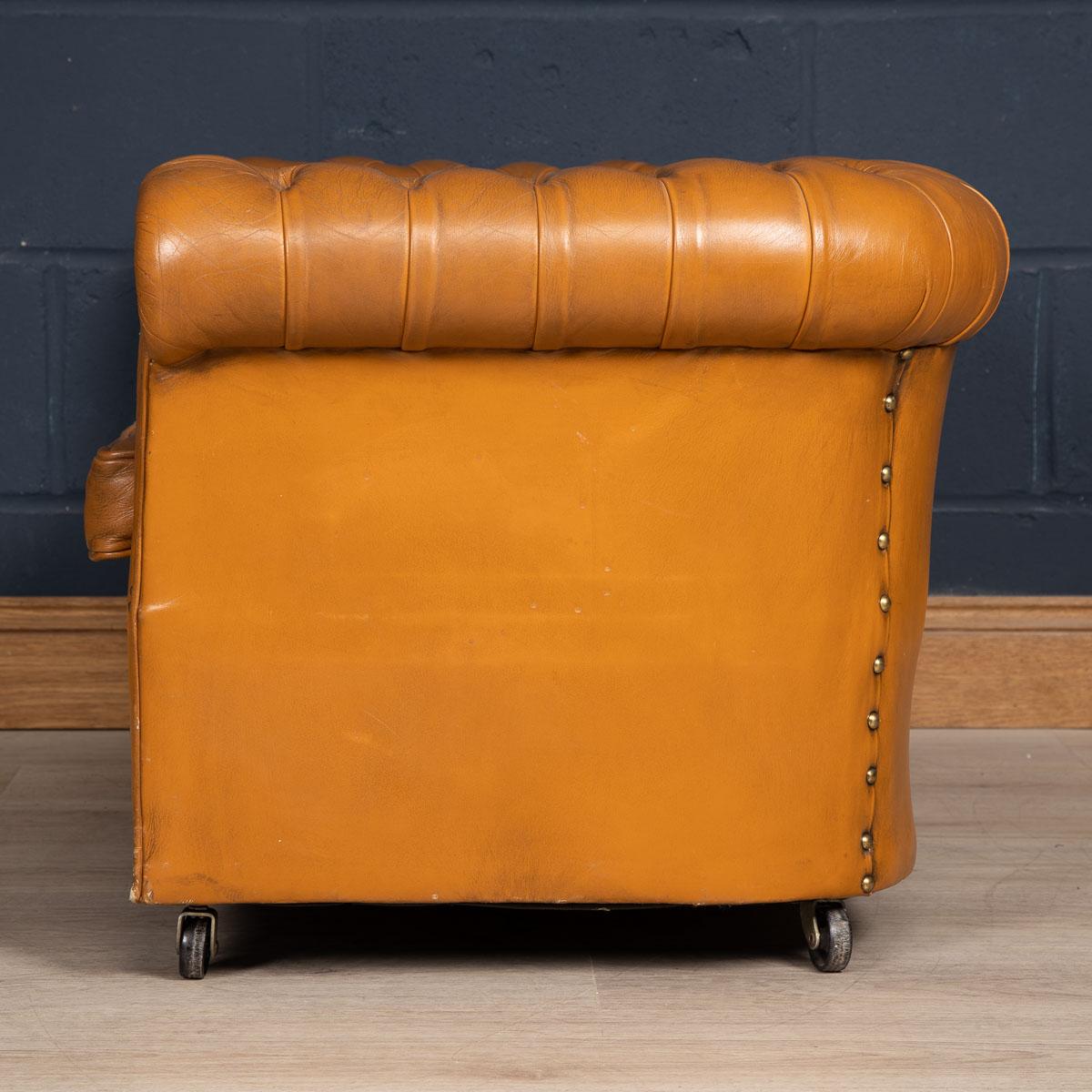 European 20th Century Miniature Chesterfield Leather Sofa, circa 1920