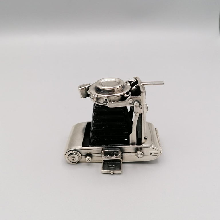 Italian 20th Century Miniature in Sterling Silver of Camera For Sale